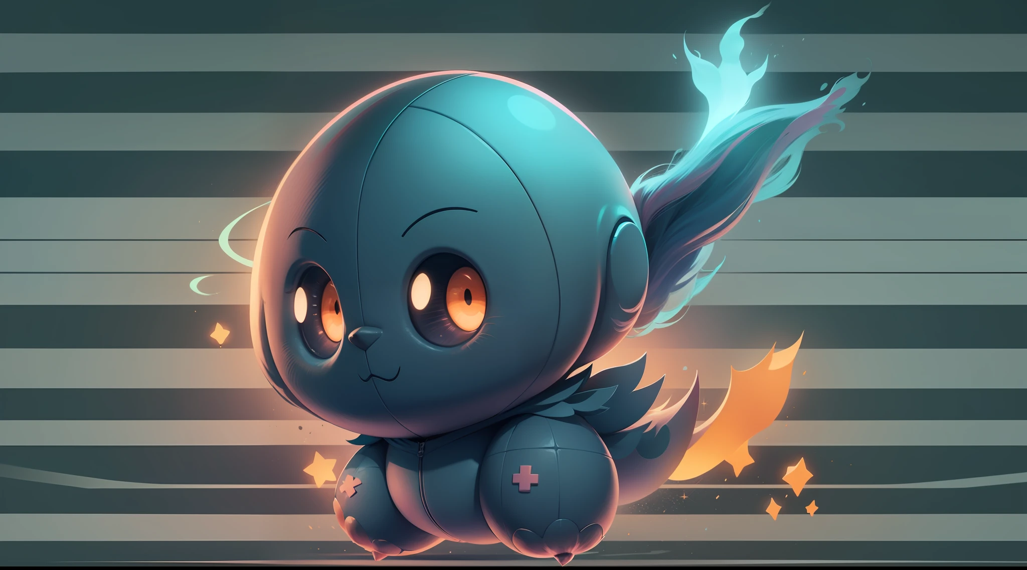create a cute ghost, spirit, style Pokémon character digital art masterpiece 4k, (solo character:1.5), vivid colours, dark ghostly background