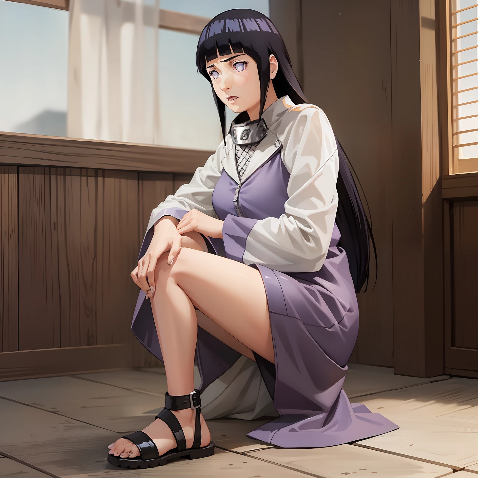 Hinata beautiful, tall, super realistic and well detailed in konoha