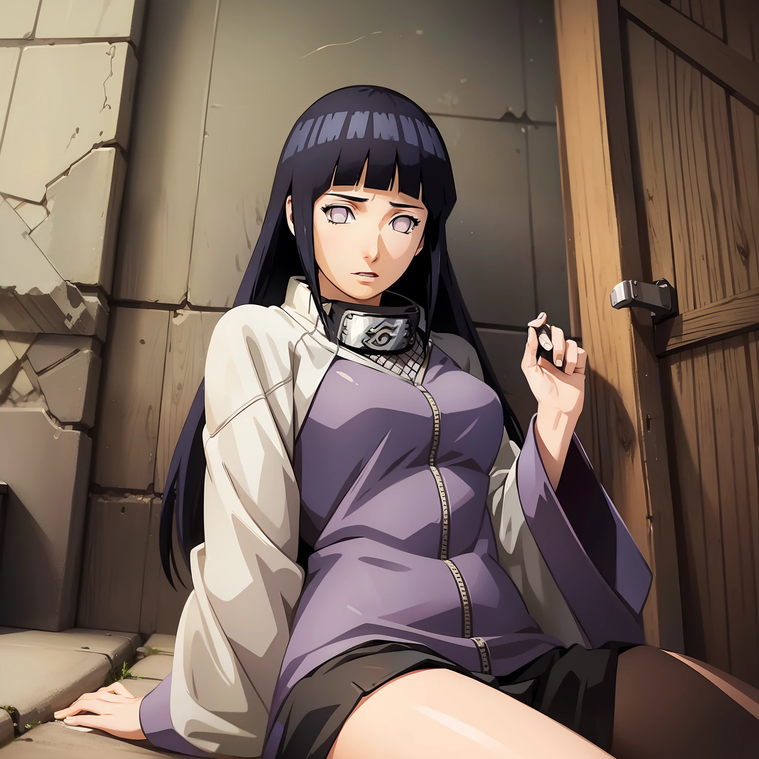 Hinata beautiful, tall, super realistic and well detailed in konoha