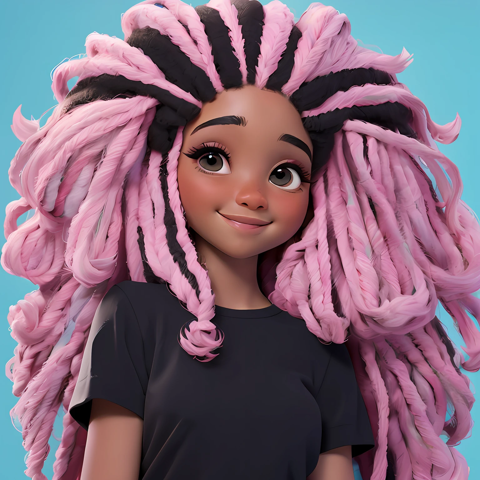 uma loli menina negro, seus cabelos longos, afro, multicolorido, moleton, corpo inteiro, The background is filled with a pastel shade, evoking a sense of lightness and happiness.
