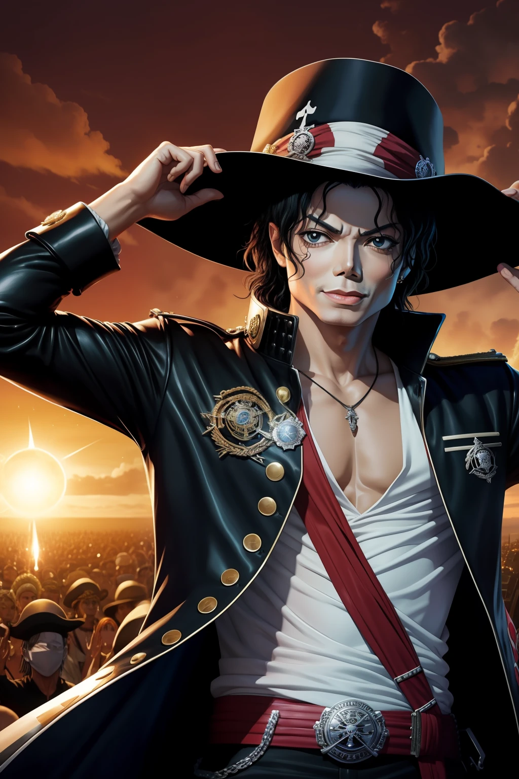 Michael Jackson: Imagine o Rei do Pop no mundo do One Piece bem detalhado, micheal jackson pirata.