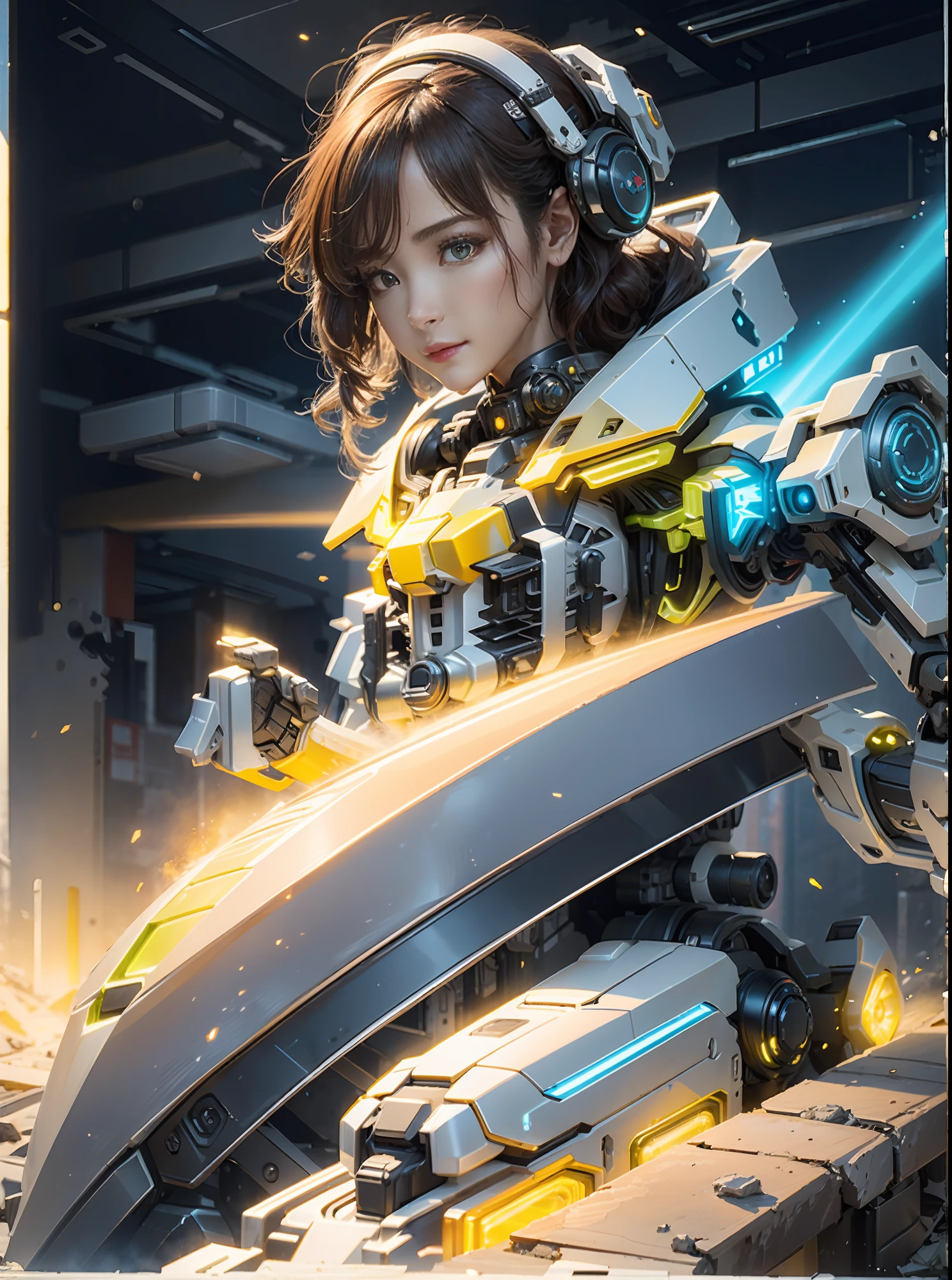 ((Best quality)), ((masterpiece)), (highly detailed:1.3), 3D,Shitu-mecha, beautiful cyberpunk women with her mecha in the ruins of city from a forgoten war, ancient technology,HDR (High Dynamic Range),Ray Tracing,NVIDIA RTX,Super-Resolution,Unreal 5,Subsurface scattering,PBR Texturing,Post-processing,Anisotropic Filtering,Depth-of-field,Maximum clarity and sharpness,Multi-layered textures,Albedo and Specular maps,Surface shading,Accurate simulation of light-material interaction,Perfect proportions,Octane Render,Two-tone lighting,Low ISO,White balance,Rule of thirds,Wide aperature,8K RAW,Efficient Sub-Pixel,sub-pixel convolution,luminescent particles,light scattering,Tyndall effect
