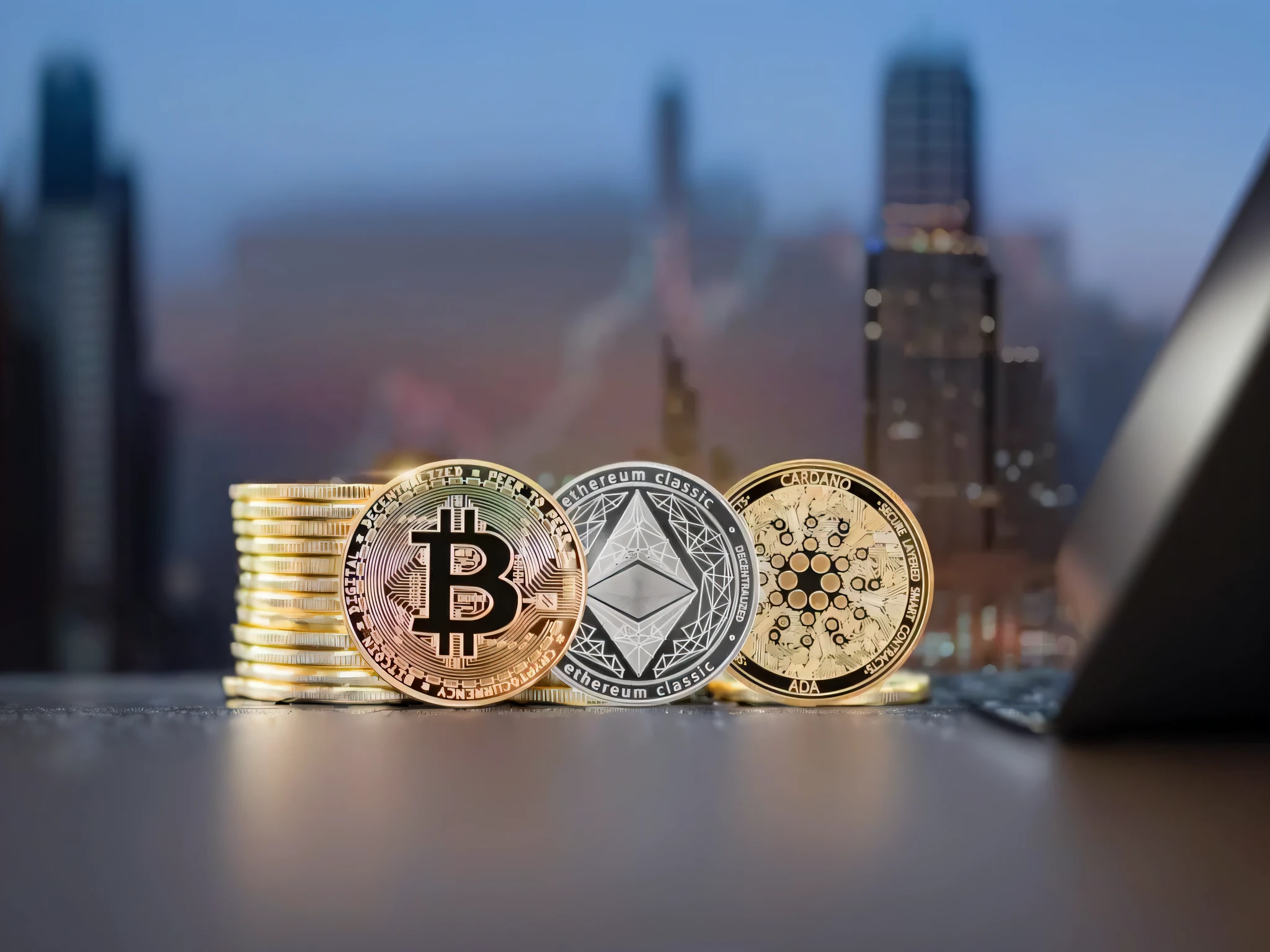 A pile of bitcoins sitting on top of a laptop, criptomoeda, Criptomoeda em segundo plano, cripto, Valor cripto, Edible encryption, 🚀🚀🚀, cofre cripto gigante, Cryptidcore, blockchain, Typical cryptocurrency nerd, bitcoin, mining, Ethereum, criptopunk, 🪔 🎨;🌞🌄, Cofre Blockchain