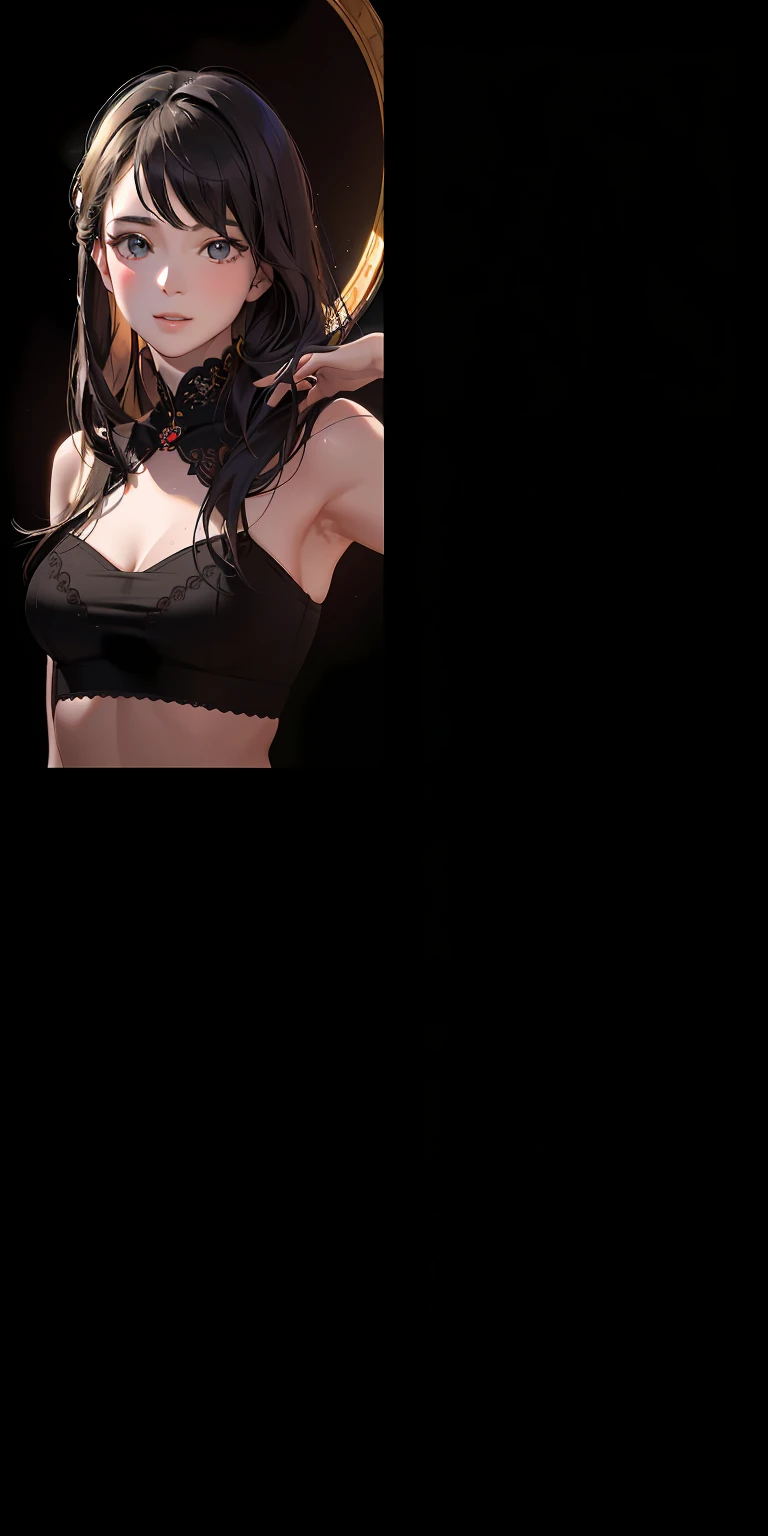 (Ultra photo realsisim), (illustratio), (A high resolution), (8K), (The is very detailed), (Most Best Illustration), (beatiful detailed eyes), (best qualtiy), (ultra - detailed), (tmasterpiece), (the wallpaper), (详细的脸), up of the upper body, Armpits, ssmile, plumw, 独奏, Simple White Tank Top Girl, Wearing sweat, japanes, The large, (camel-toe)Expose