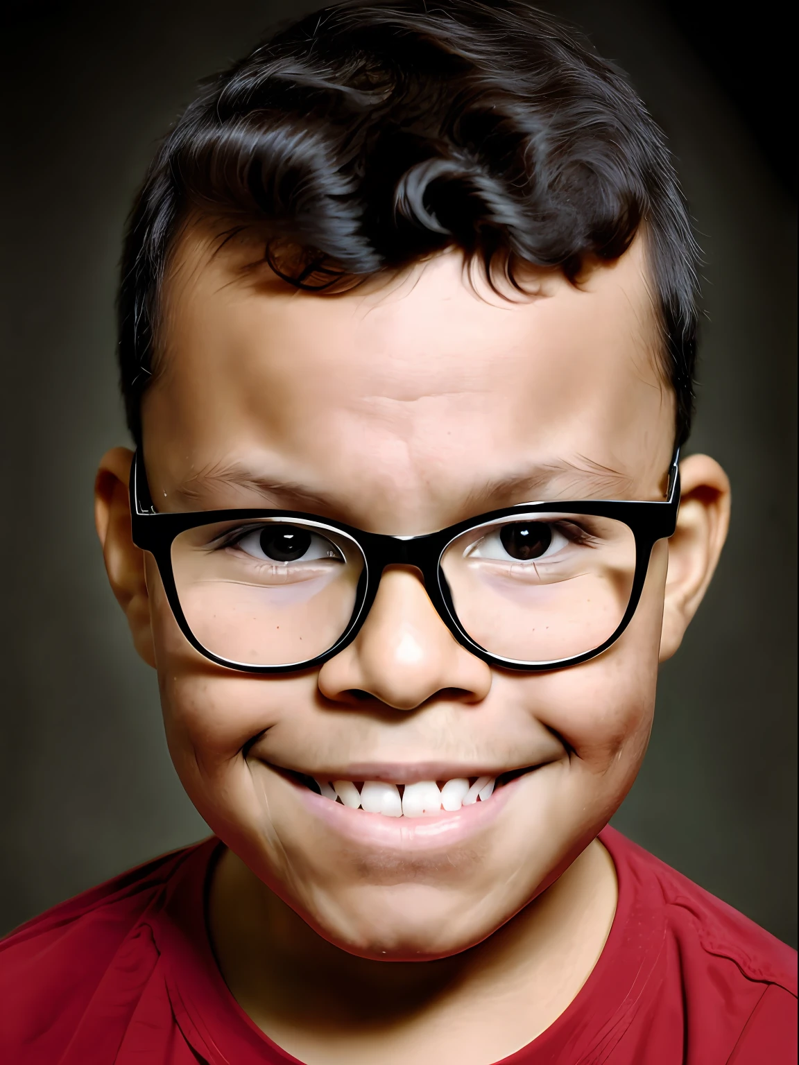 guttonervision8, Experience the sweetness of a promotional portrait featuring a 3--old  with glasses, in a portrait-style shot, indulging in chocolate bliss. His face and mouth adorned with chocolate create a delightful scene, capturing the joy and innocence of childhood. This artwork draws inspiration from Taras Shevchenko's style, with a touch of Yousuf Karsh's epic brilliance, and enriched by the elegance of Wladyslaw Strzeminski and Paweł Kluza.