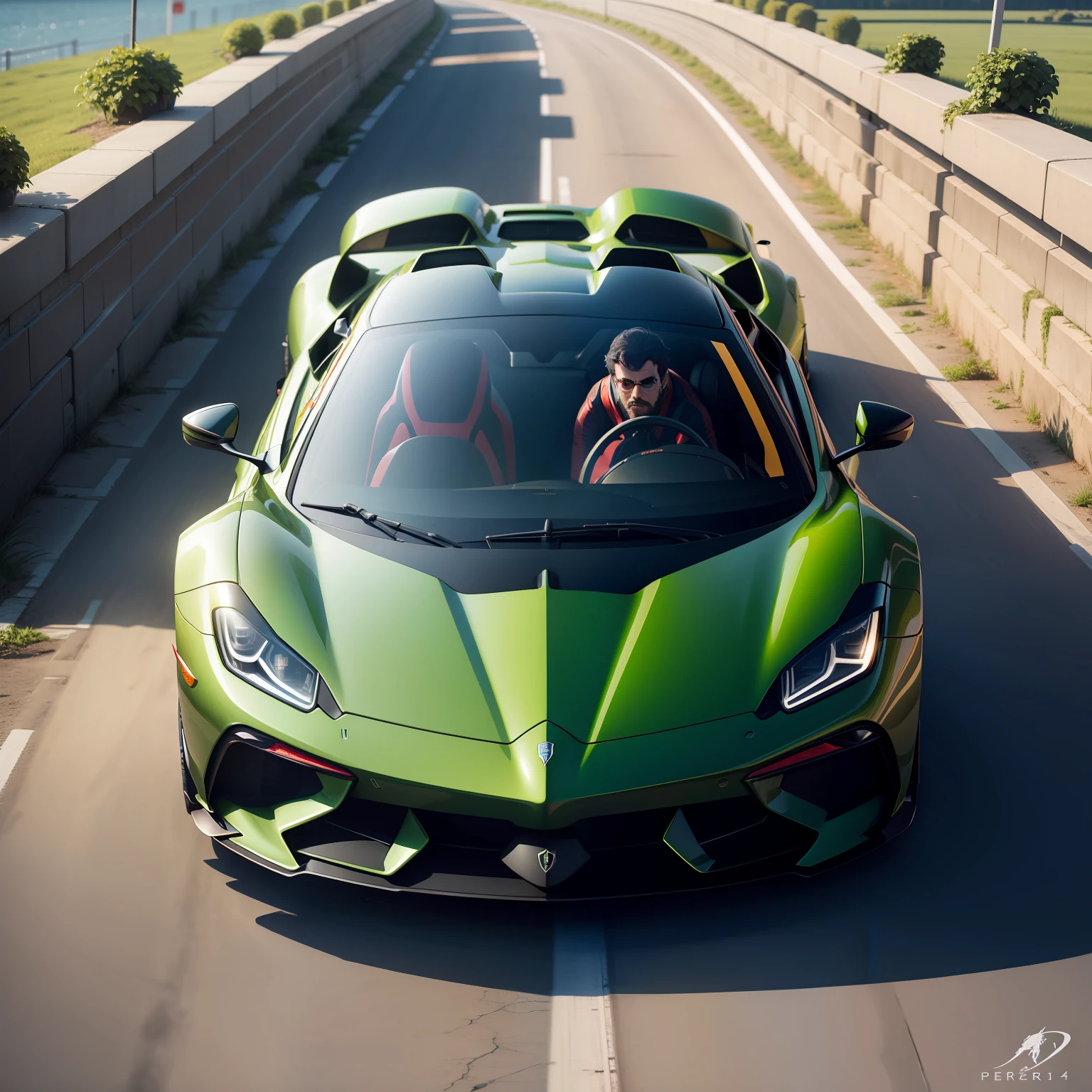 Ferrai 488 spider pista verde e branca