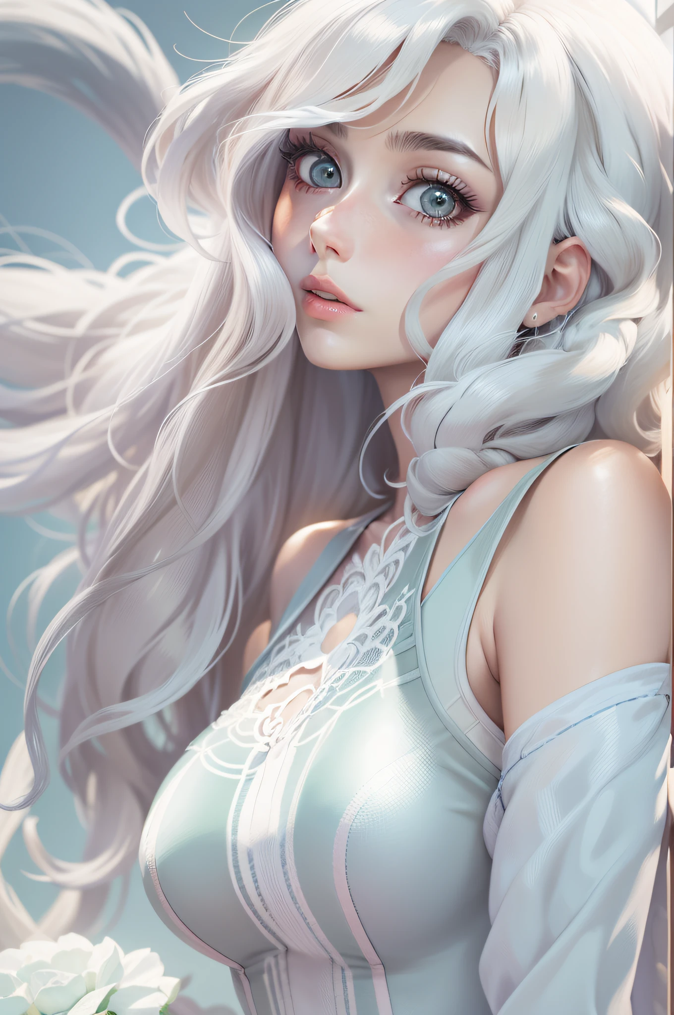 (personagem) mulher, cabelo longo, olhos azuis, , vestido branco, muito bonita (imagem super detalhada), (obra-prima), (granulado), (16k), (super-realista), (anatomicamente correto), (anime), (estilo anime) (pokemon)