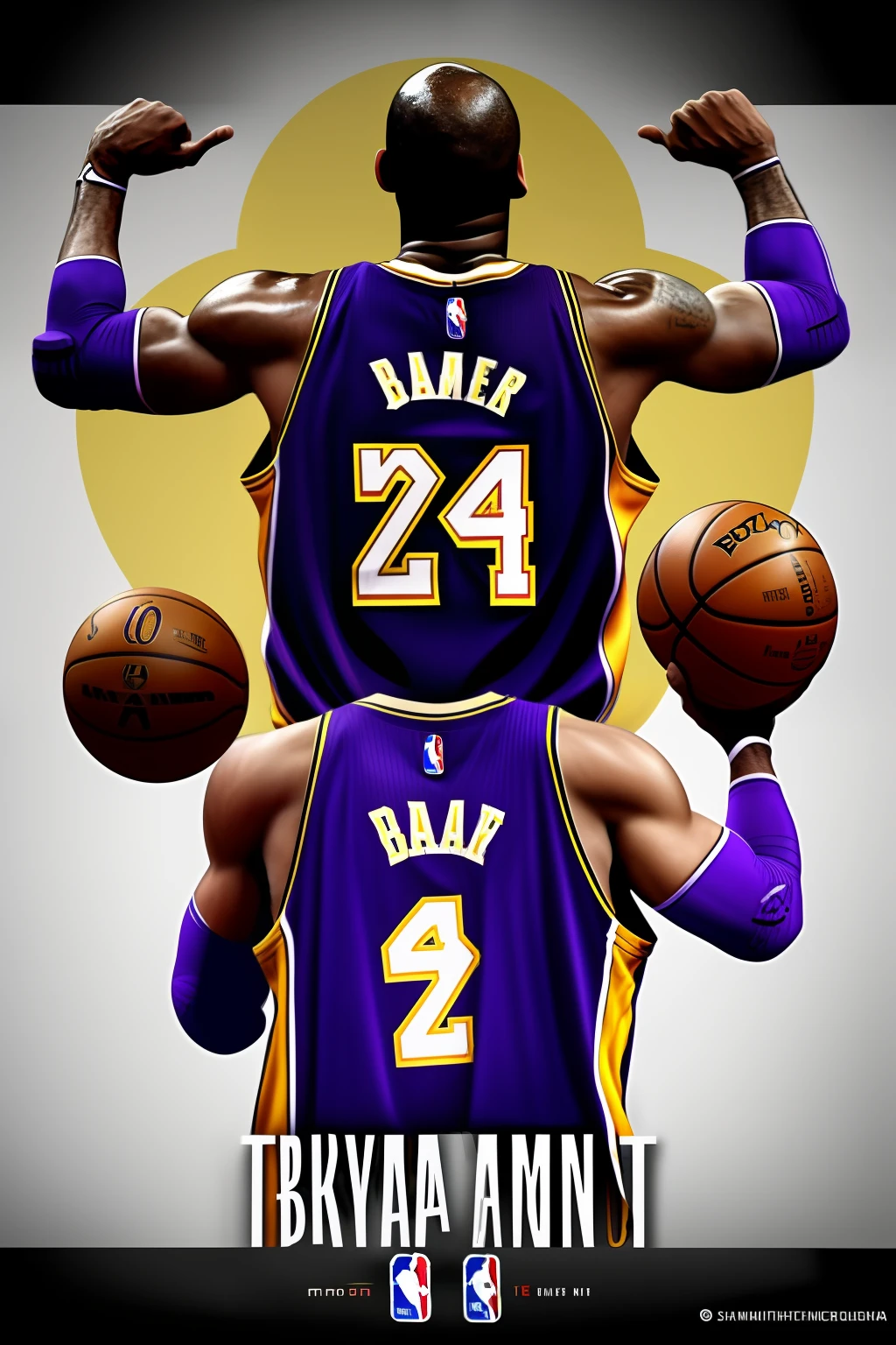 Create for me a set of Kobe Bryant T-shirts with his titles of NBA Champion and NBA MVP around his image