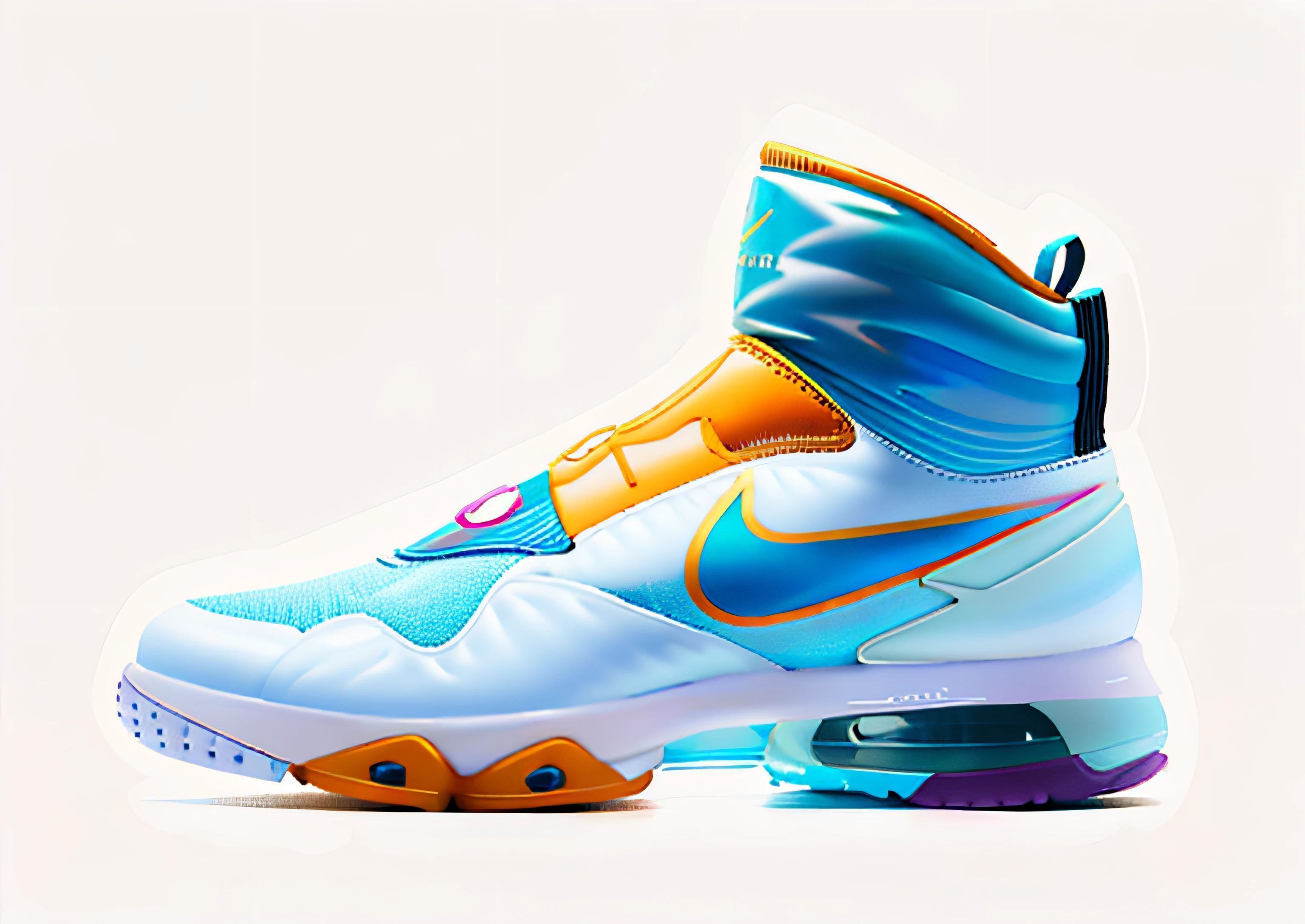 Zapatilla Nike inflable, colores, bolitas de colores, futurista retro, zapatilla de tela de campera inflable