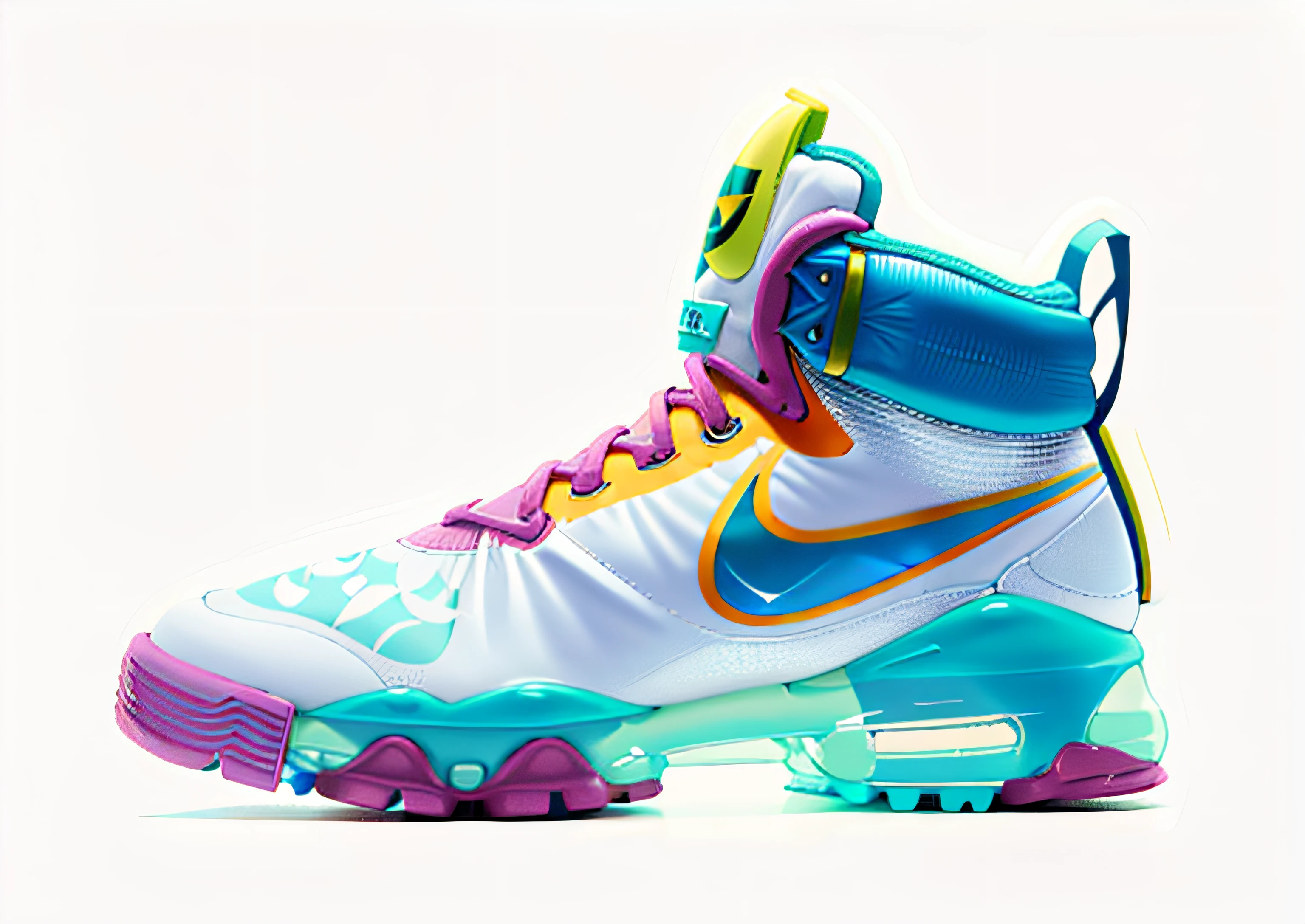 Zapatilla Nike inflable,  colores, bolitas de colores, futurista retro,  zapatilla de tela de campera inflable
