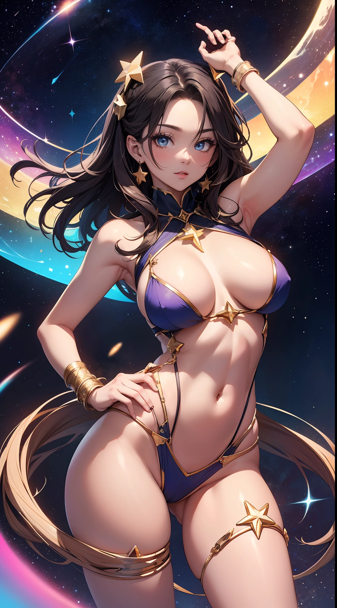 Sexy girl, virgo, zodiac constellation, star signs, cosmic, stellar, colorful, vivid colors, celestial, ethereal