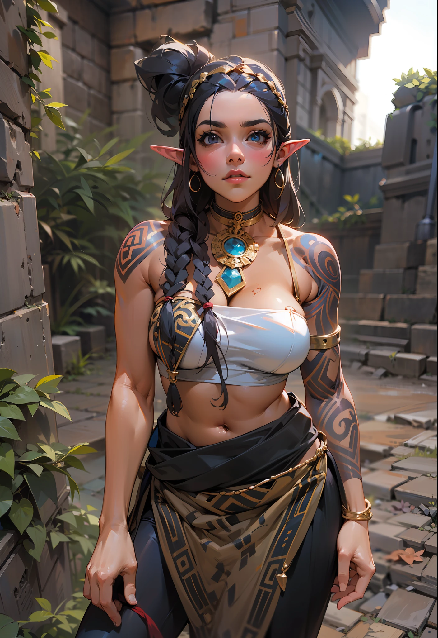 There's an elf (Arshes em Bastard) ultra thin bikini, elfa de 30 anos (Peta Jensen), (Camgirl), (onlyfans) posing in the Ancestral Ruins, richly detailed Aztec ruins, lots of vegetation and vineyards, Aztec Ancient Ruins, cinematic natural light, organic dust particles in light, poeira no ar, Underneath view, Viewing angle below, olhar de baixo, olhando de baixo, close da cintura pra cima, MULHER SEXY, Novo, sem roupa, alguns apetrechos e tribais pelo corpo nu, sensual, provocador, cabelos brancos, cabelos brancos, cabelos grisalhos, hair with long braid over the chest, braid over chest, smaller braids on the head, Dark grey head |, olhar sexy, olhos verdes, Olhar Lascivo, desejo, marrom, sarda no rosto, realista, boca entreaberta, sensualidade ao extremo, Seios enormes (Oppai), massive breasts uncovered, seios grandes soltos descobertos,good breasts are discovered, breasts are visible, Nu (Adult video of Kate Dee 1 8 years old), seios arredondados, mamilos duros, Mamalhuda, seios grandes e fartos (Angela White) com pintas, sardas, Fundo, sardas no peito, piercing na barriga, barriga sexy, barriga levemente marcada, sexy :8, A partir de 8 K fosco, olhar sexy, detalhes tribais pelo corpo, corpo nu com tatoo tribal, asteca, molhado, transparente, pose atraente, a scarf tied at the waist, estourando os seios, bicos duros, mamilos endurecidos, enrijecidos, Excitado, lascivo, provocador, corpo sexy, quadril largo, coxa grossa, Pose sexy, corpo perfeito, uncovered private parts, Visible ,  aberta, pelos pubianos raspados, Depilado,  exposta, realista, molhada, virilha marcada, perfect  lighting, Bottom view, realista, filtro escuro, profundidade, 4k