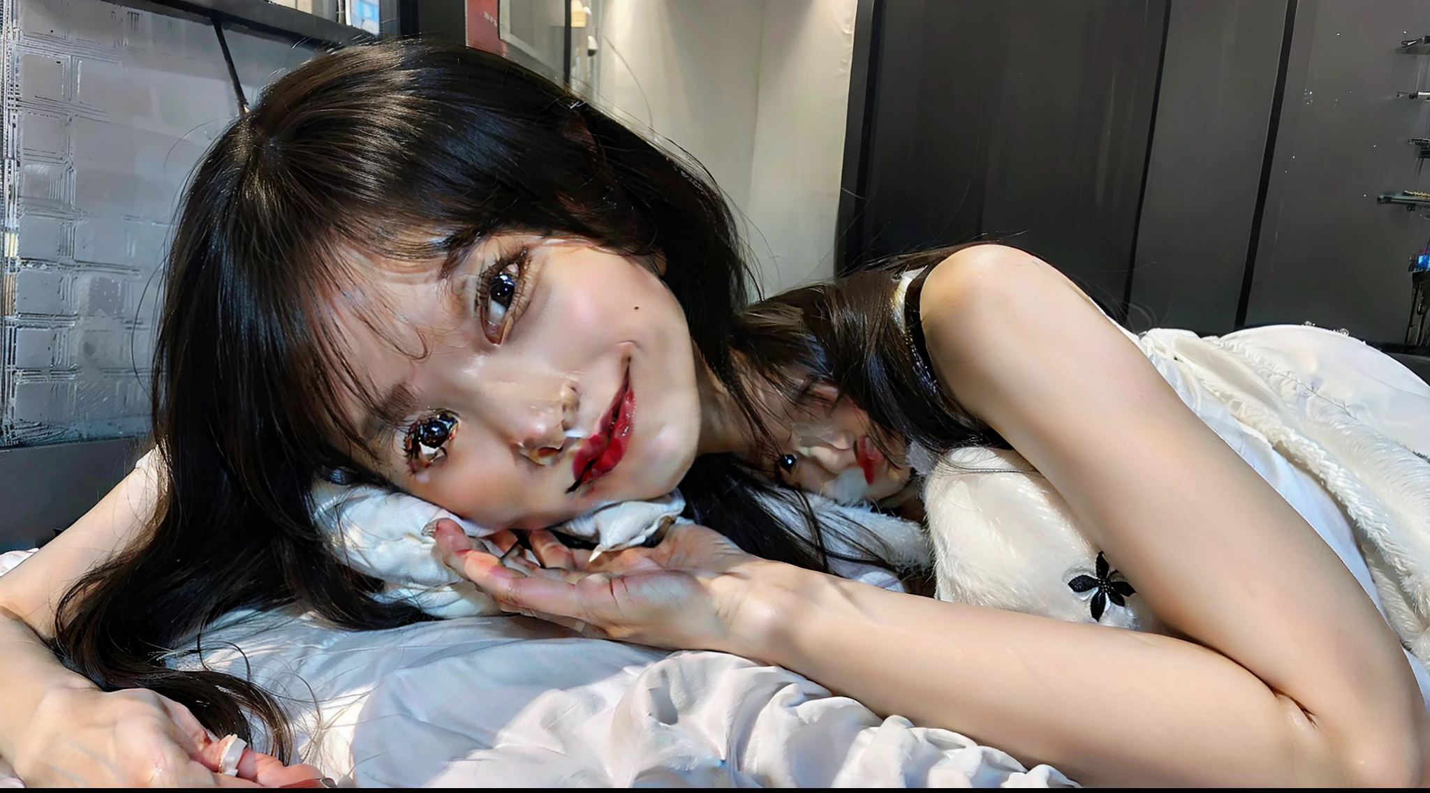 Young woman lying on her stomach