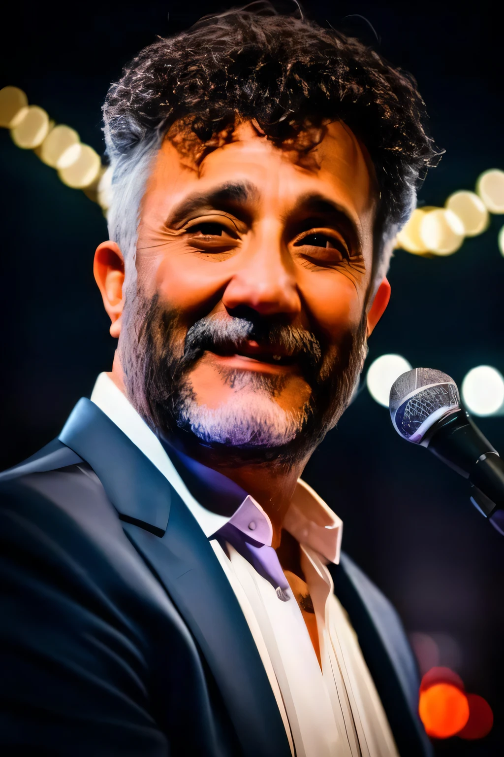 portrait photo of sks man over the stage, very detailed face, high quality, in the night, 8k