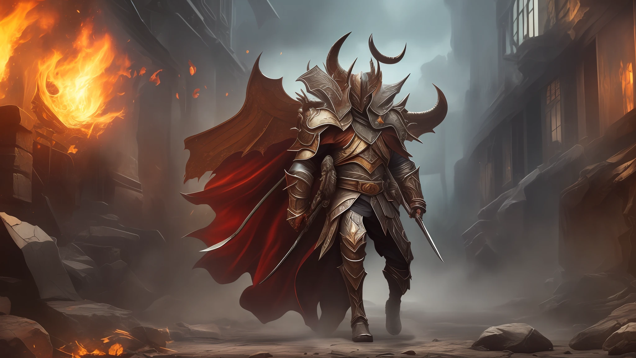 ((masterpiece))), (((best quality))), ((ultra-detailed)), (hyper-realistic), (highly detailed CG illustration), cinematic light, photorealistic, demon warrior out of hell, pieces of armor, devil --auto --s2