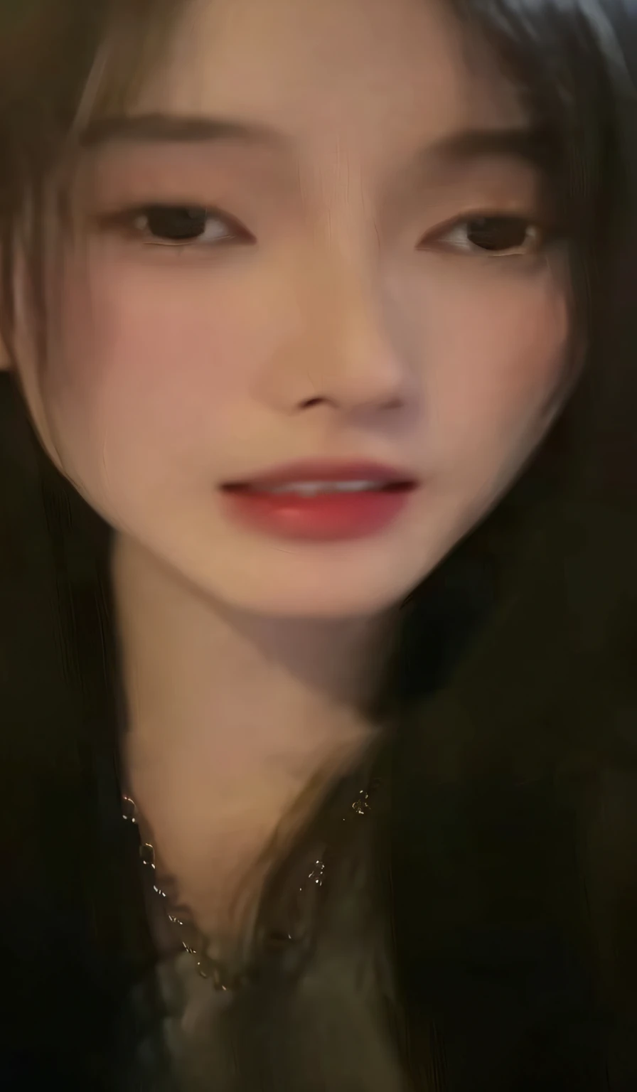 a close up of a woman with long hair and a necklace, obscured face, Blurred face, 8K Artgerm bokeh, girl cute-fine face, cute delicate face, kanliu666, Soft portrait shot 8 K, Realistic. Cheng Yi, very very low quality, 8K)), Realistic beautiful face, blur effect face