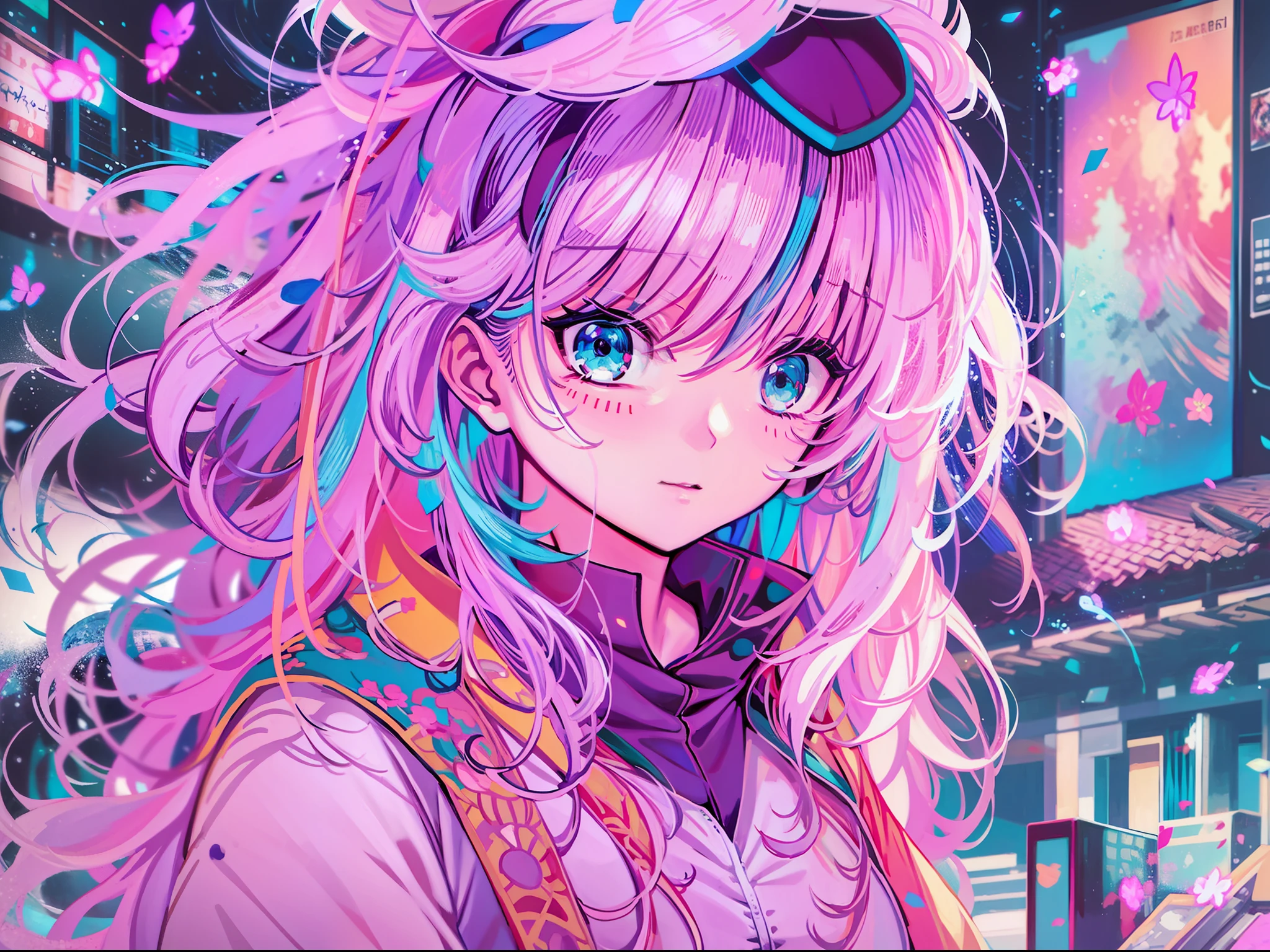 Chica anime con cabello largo y ojos azules con remolinos coloridos, Mejor fondo de pantalla de Anime Konachan, Estilo anime , Anime Art Wallpaper Anime Art Wallpaper , Anime Art Wallpaper , Arte detallado del anime digital, Arte de anime digital, Anime Moe Artstyle, Arte digital de estilo anime, digital anime illustration, Arte abstracto de anime