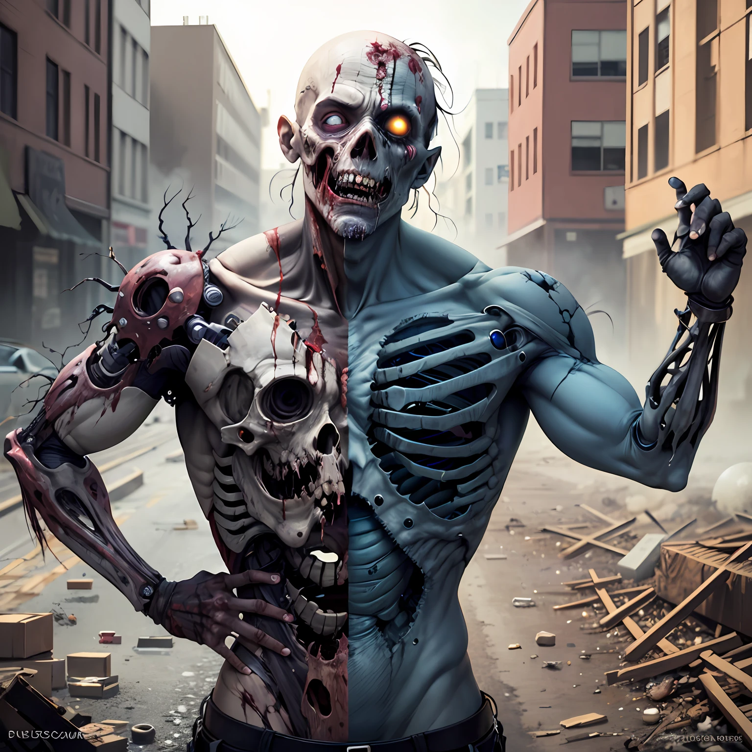 Zombie cyborg
Body horror broken down gore, bloody very realistic, Photography Realism