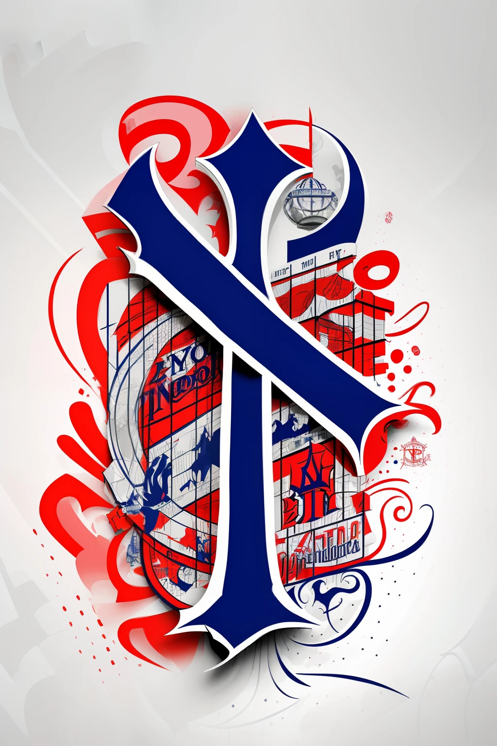Um logotipo do New York Yankees em letras de grafite moderno