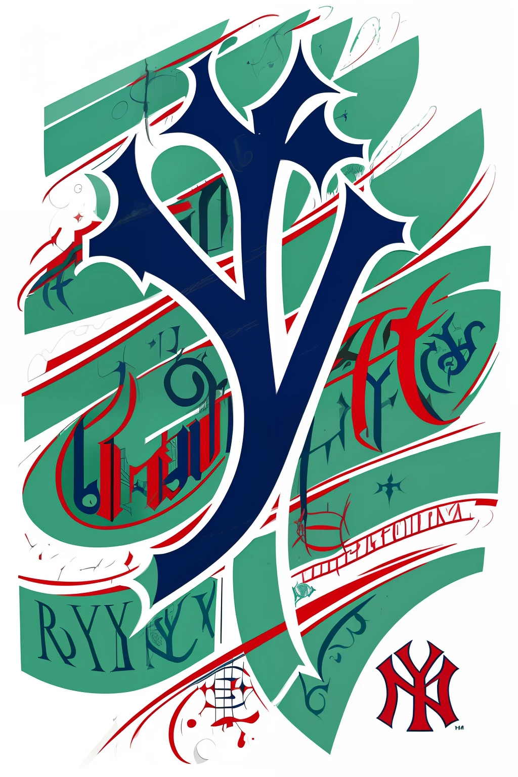 Um logotipo do New York Yankees em letras de grafite moderno