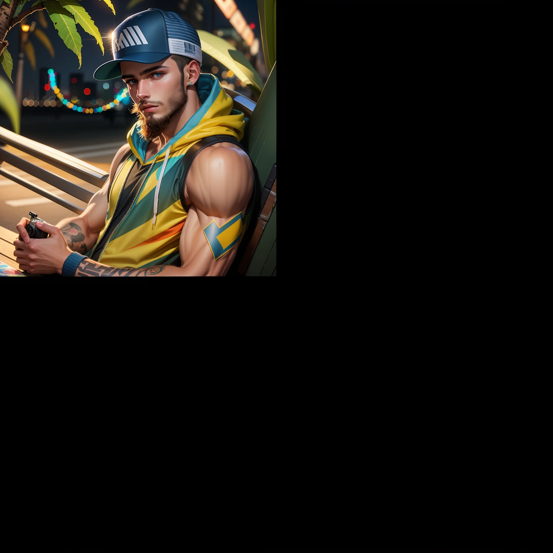 RAW photo, a young man sitting by a street at night, (high detailed skin:1.2), 8k uhd, dslr, soft lighting, high quality