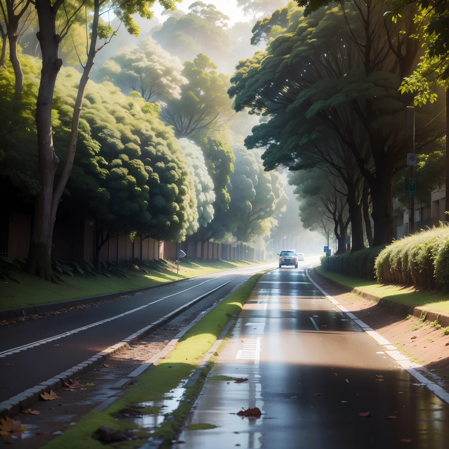 Dia, chuva, floresta, escuro, bem detalhado
