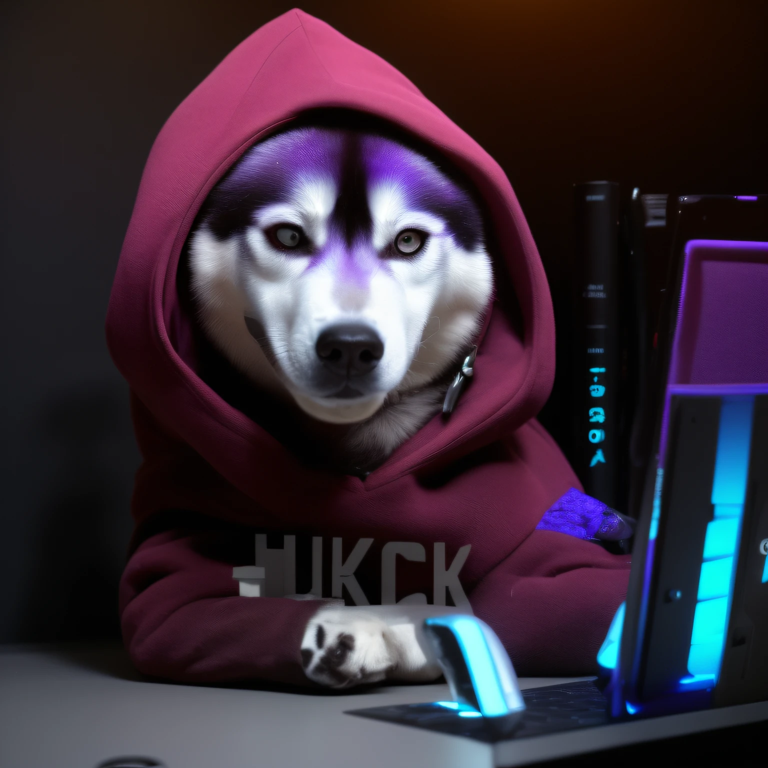 Arafed Husky dog in a hoodie using a laptop, husky, hacker, Doge, Husky em armadura brilhante, 4 k hd cara de pele!!!, Doge Mesmo, Wojtek FUS, olhando heckin legal e elegante, husky dog, 4k high res, Kodackchrome, foto de perfil 1024px, doente, high quality desktop wallpaper