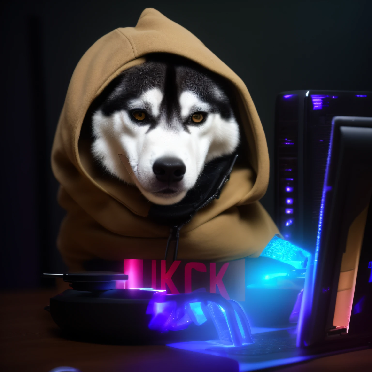 Arafed Husky dog in a hoodie using a laptop, husky, hacker, Doge, Husky em armadura brilhante, 4 k hd cara de pele!!!, Doge Mesmo, Wojtek FUS, olhando heckin legal e elegante, husky dog, 4k high res, Kodackchrome, foto de perfil 1024px, doente, high quality desktop wallpaper
