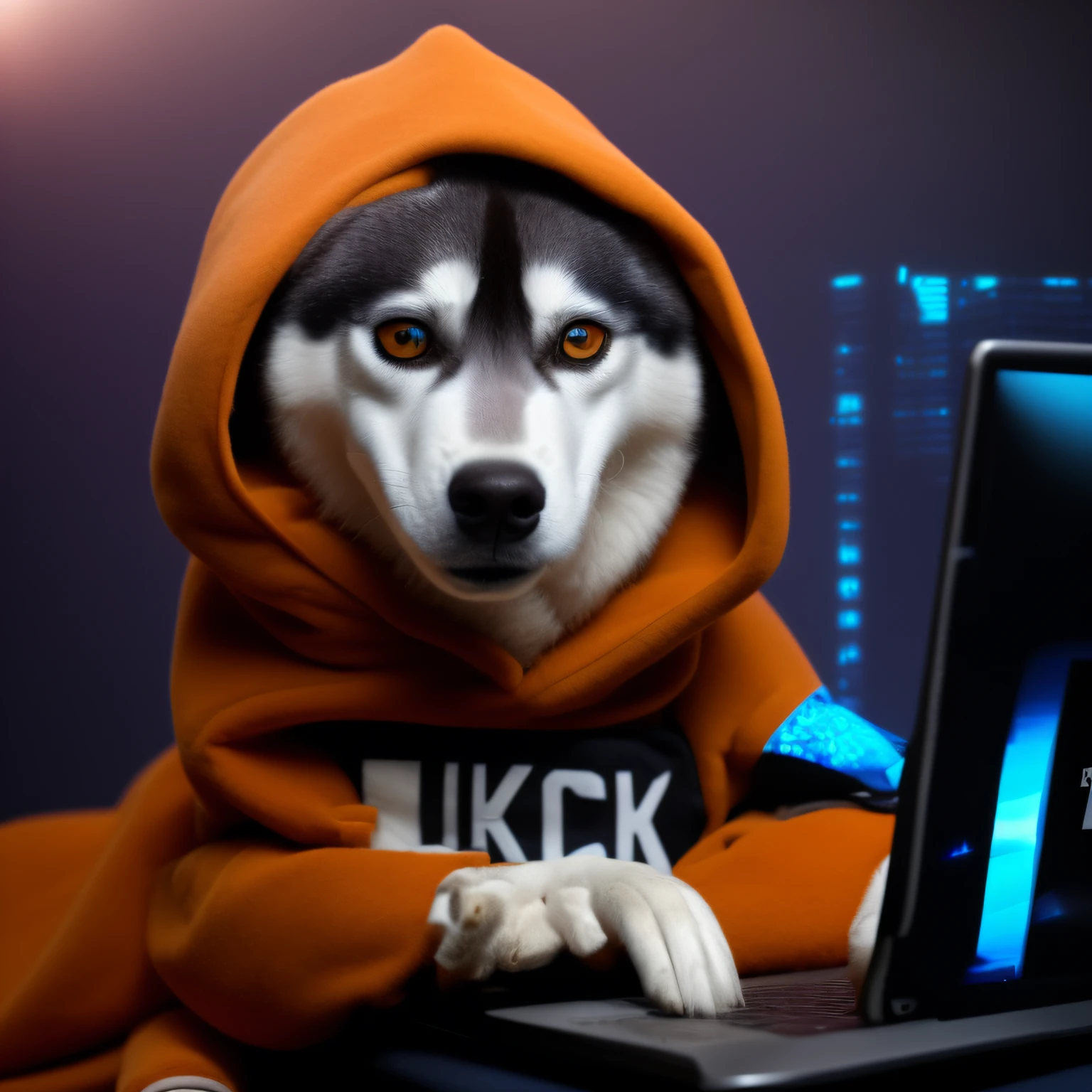 Arafed Husky dog in a hoodie using a laptop, husky, hacker, Doge, Husky em armadura brilhante, 4 k hd cara de pele!!!, Doge Mesmo, Wojtek FUS, olhando heckin legal e elegante, husky dog, 4k high res, Kodackchrome, foto de perfil 1024px, doente, high quality desktop wallpaper