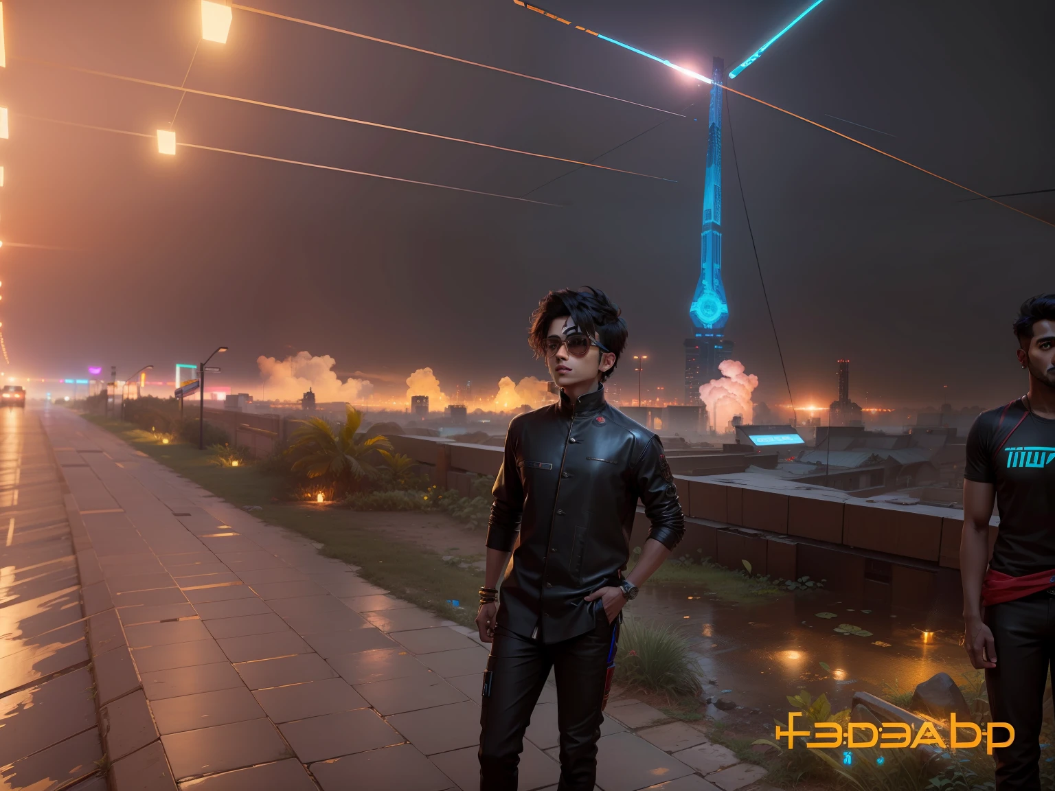 Indian stylish boy,real face, 8k, handsome, cyberpunk,