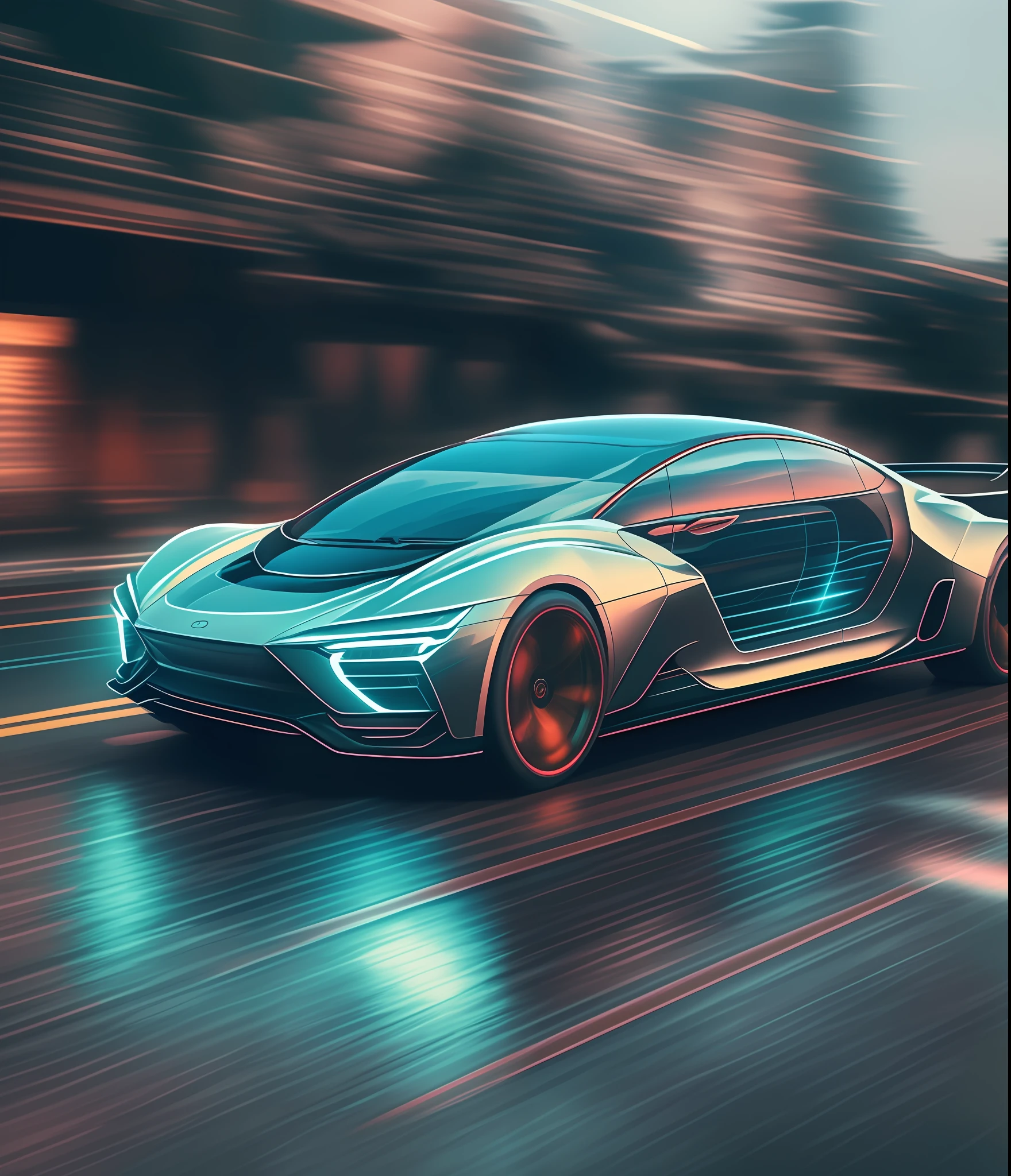 Detailed perfect car, A car from the future , 2035, blurry background