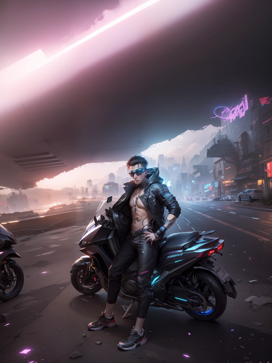 Change background cyberpunk,handsome boy, realistic, ultra hd