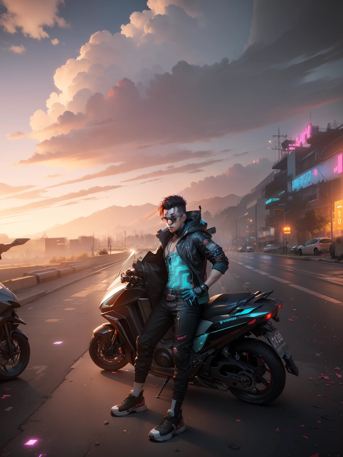 Change background cyberpunk,handsome boy, realistic, ultra hd