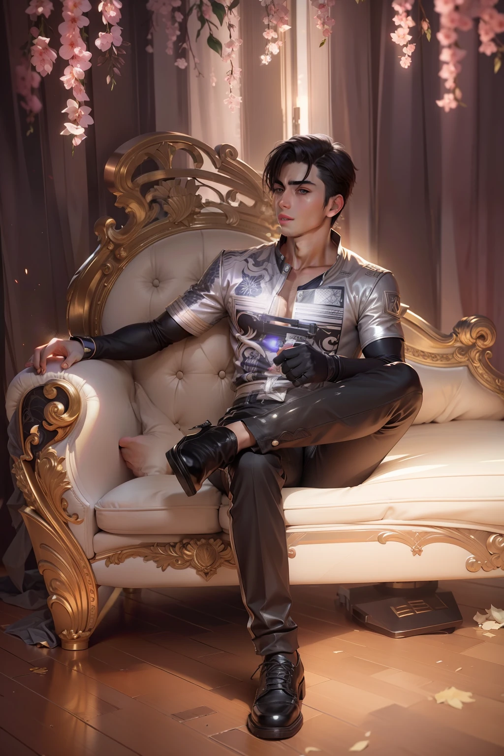 Make this photo in anime character, handsome boy,realistic, ultra