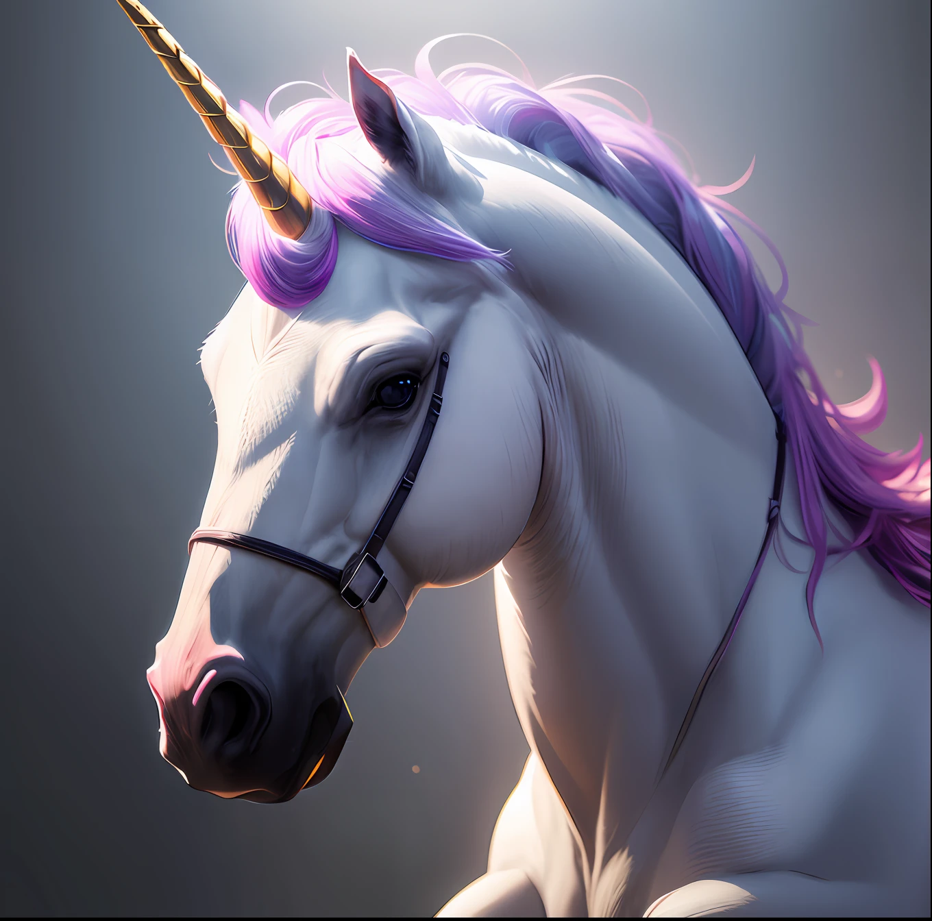 Generate an ultra realistic unicorn dramatic lighting