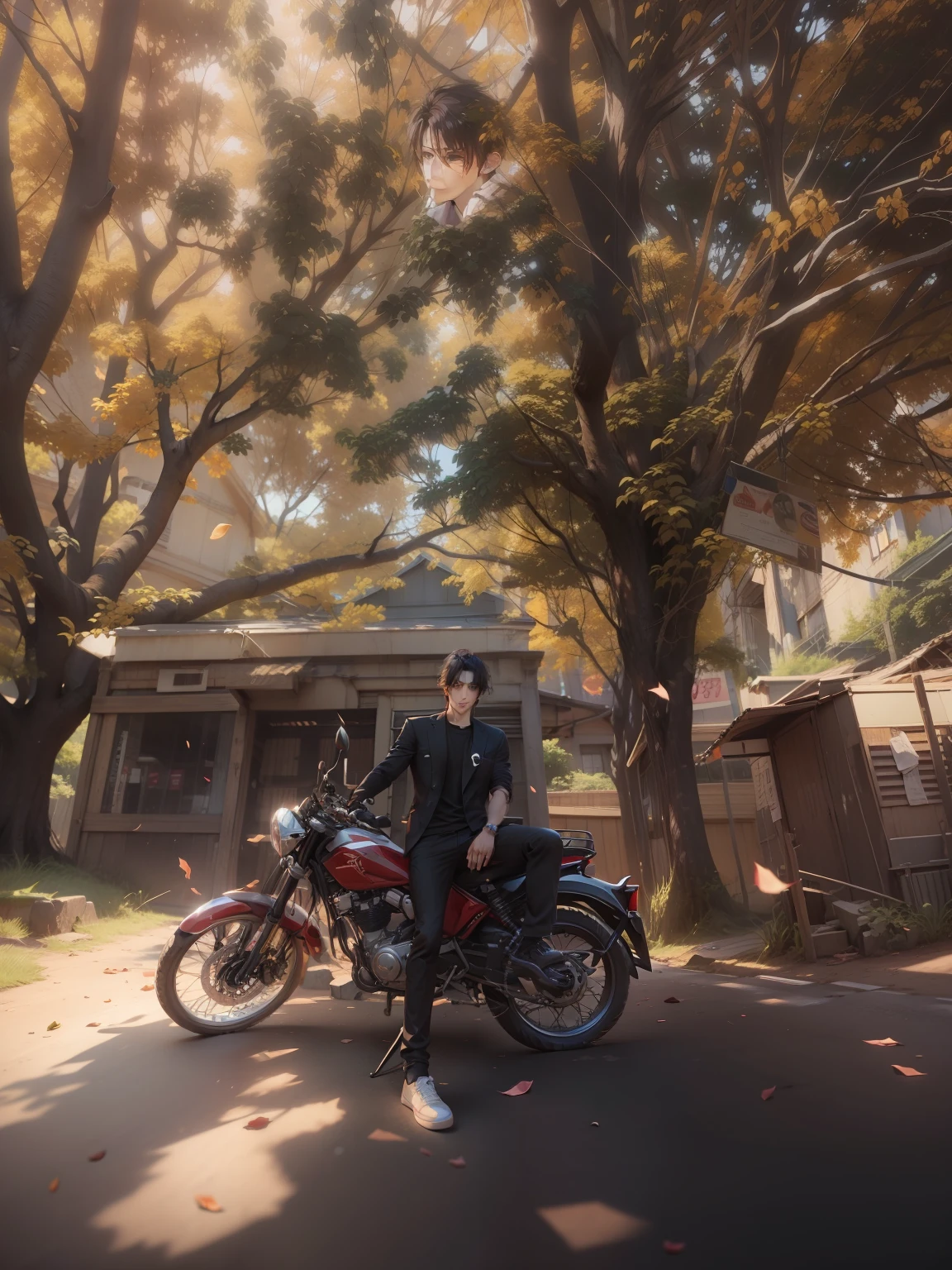 Change background anime ,handsome boy, realistick