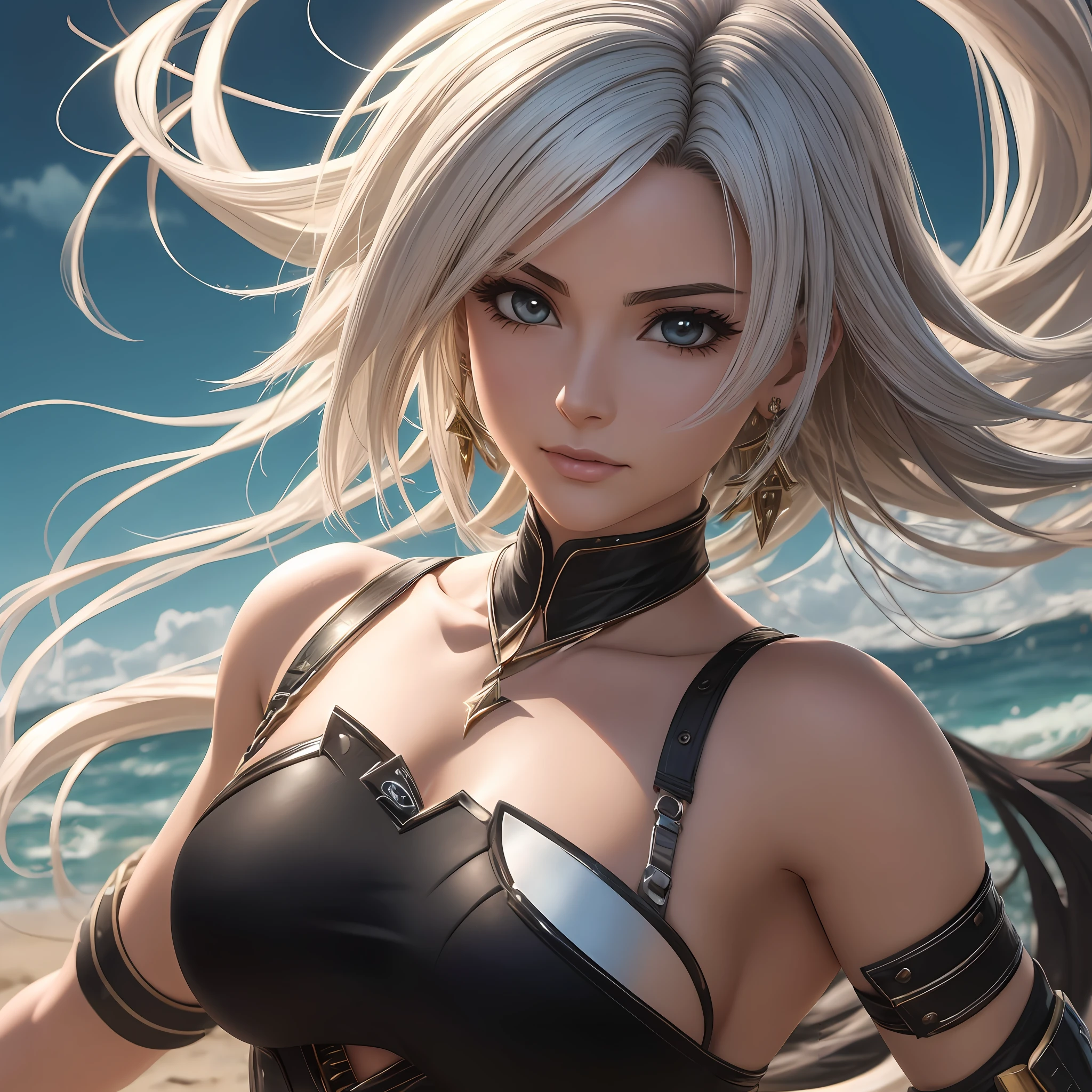 um close up de uma mulher em um vestido com cabelo longo, mulher anime sedutora, mulher bonita sedutora do anime, mulher perfeita de cabelos brancos, Tifa Lockhart com cabelos brancos, mulher bonita do anime, mulher com cabelo branco, senhora de cabelos brancos, cabelos brancos, divindade de cabelos brancos, mulher anime bonita, 8k arte detalhada de alta qualidade, arte de anime digital detalhada.