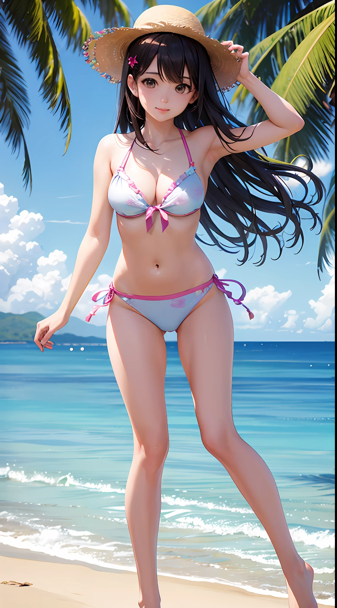 top-quality、超A high resolution、(Photorealsitic:1.4)、Summer Sea、One girl、maikurobikini、(ulzzang-6500:1.0)、(style-keta:0.8)