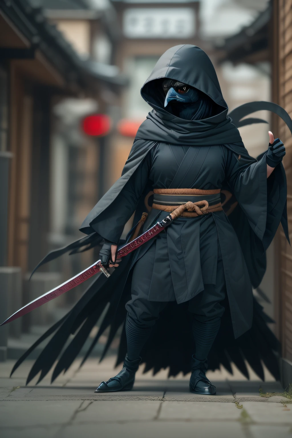 Crow in ninja costume、More than human，Female ninja