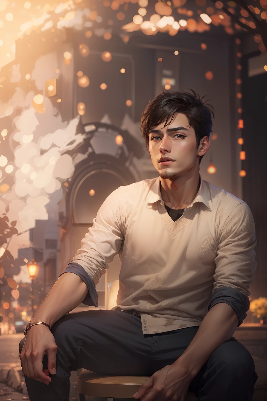 Change background anime, handsome boy,realistic