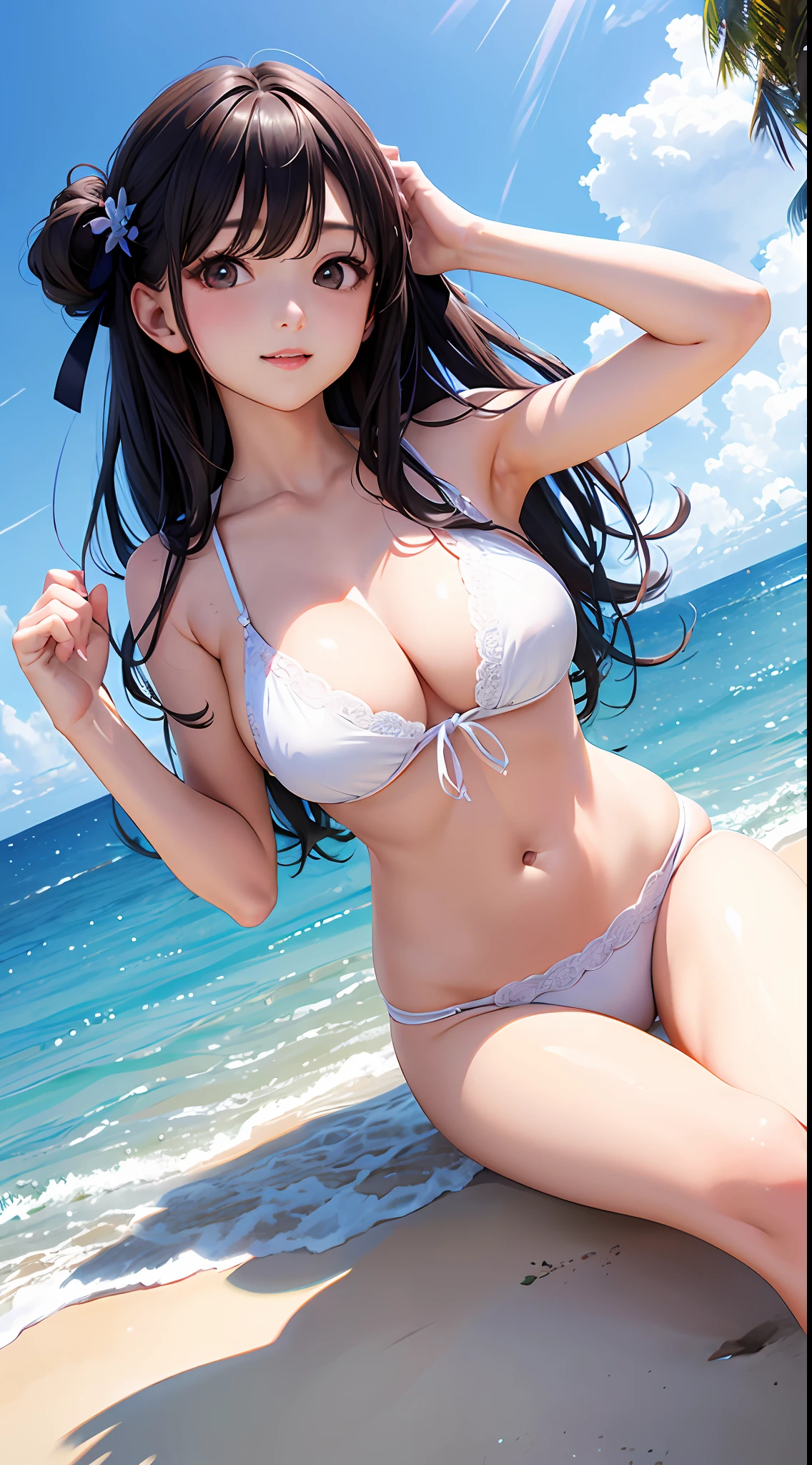 top-quality、超A high resolution、(Photorealsitic:1.4)、Summer Sea、One girl、maikurobikini、(ulzzang-6500:1.0)、(style-keta:0.8)