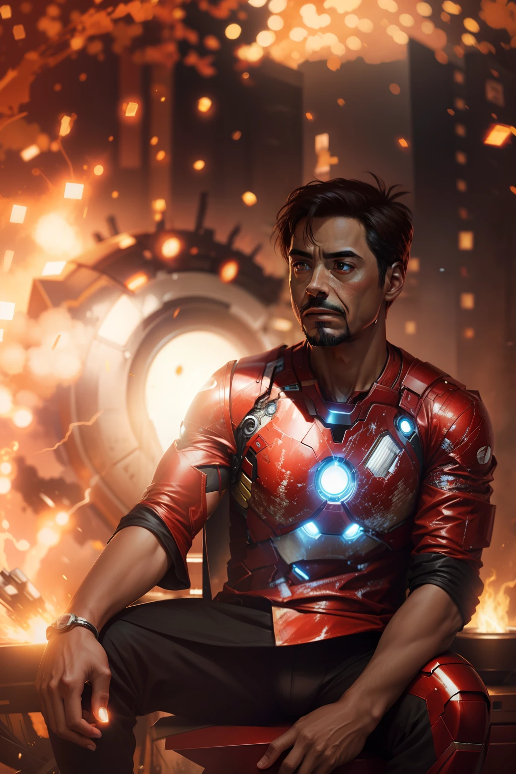 Change background iron man ,realistic
