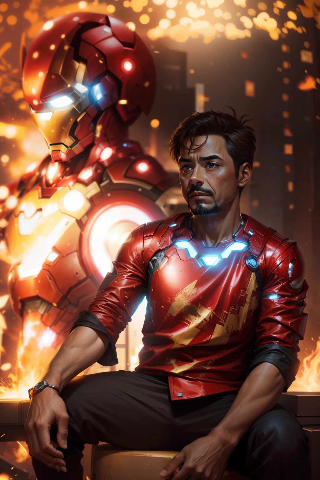 Change background iron man ,realistic