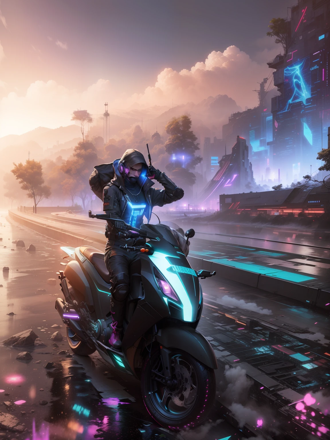 Change background cyberpunk, handsome boy, realistic