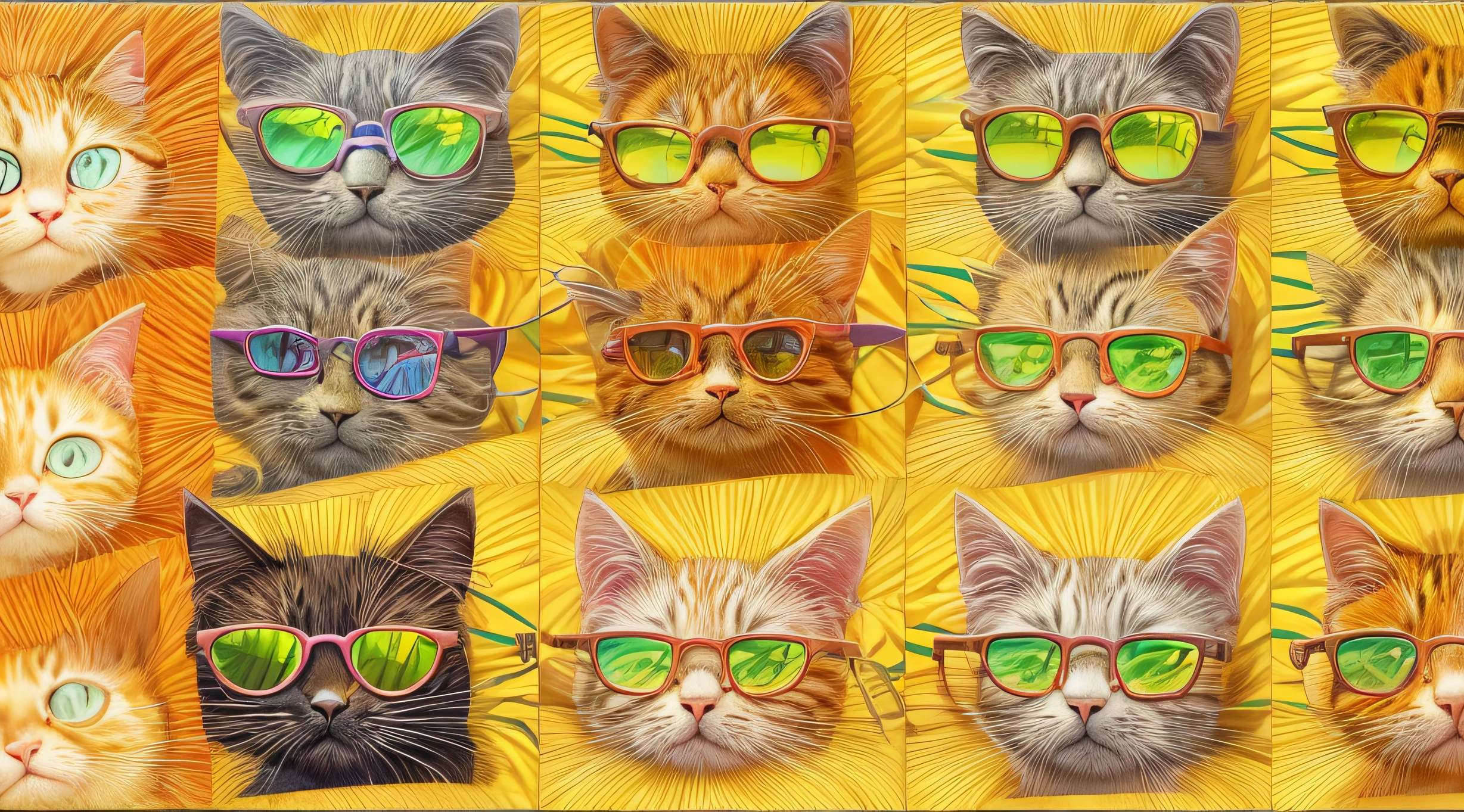 There is a cat wearing a colorful shirt and glasses, olhando heckin legal e elegante, funny cat, foto do gato, Shutterstock, foto de retrato em close-up, foto de retrato, fotografia de gatos, foto de um gato, awesome cat, the cat is orange, foto de retrato detalhada, retrato do gato, gato de gengibre, wearing cool sunglasses, um gato antro, retrato closeup, gato laranja , imagem inteira --auto