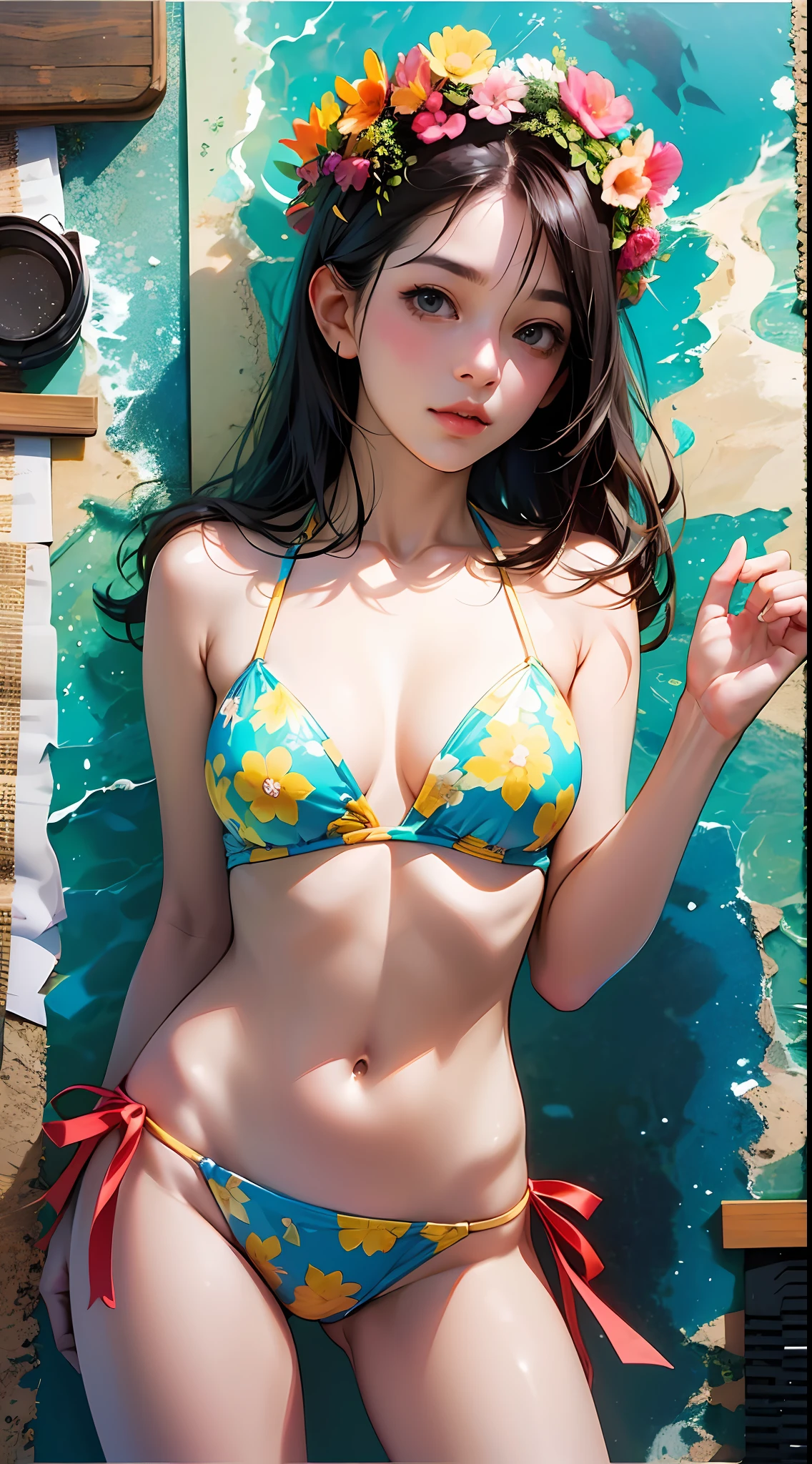 top-quality、超A high resolution、(Photorealsitic:1.4)、Summer Sea、One girl、maikurobikini、(ulzzang-6500:1.0)、(style-keta:0.8)