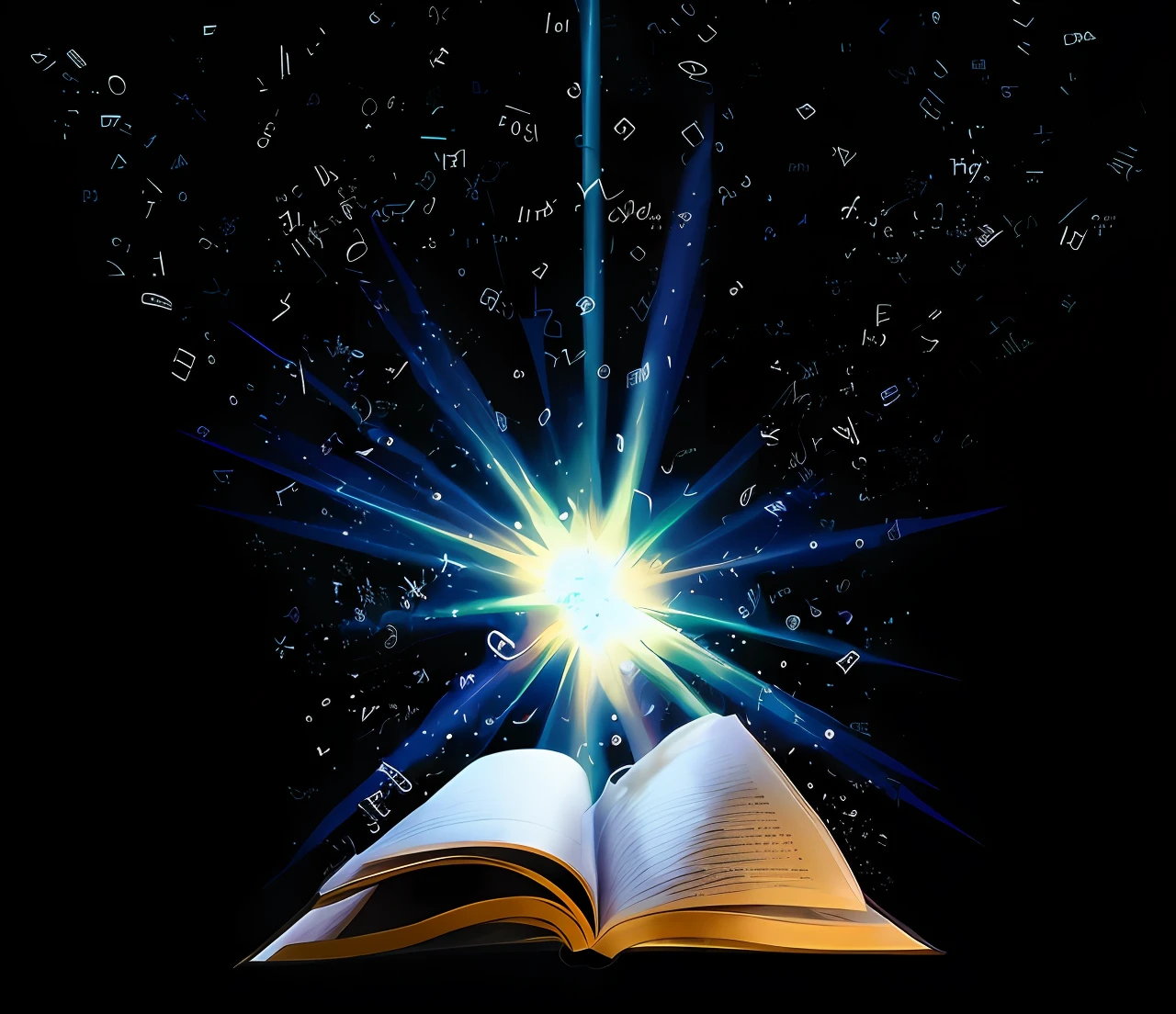 Arafed livro aberto com letras voando para fora dele, open magic book glowing, magic book, spell book, high resolution photo, photo illustration, alta - res, alta resolução, livro de fantasia, iStock, fantasy book illustration, Completo - Ver, um livro aberto, foto tirada, floating spellbook, with book of science, detailed book illustration