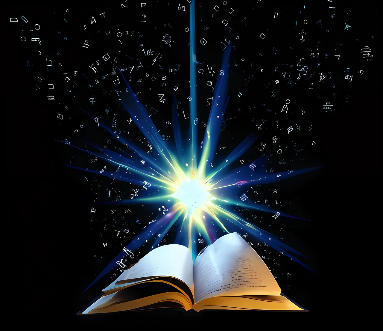 Arafed livro aberto com letras voando para fora dele, open magic book glowing, magic book, spell book, high resolution photo, photo illustration, alta - res, alta resolução, livro de fantasia, iStock, fantasy book illustration, Completo - Ver, um livro aberto, foto tirada, floating spellbook, with book of science, detailed book illustration