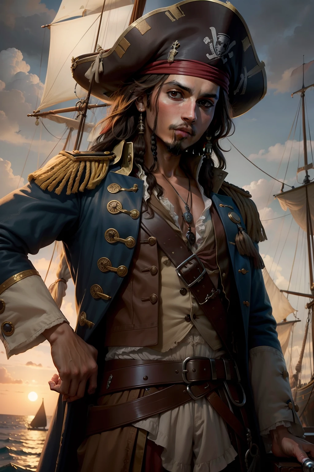 Young Jack Sparrow dressed as an eighteenth-century British Navy officer