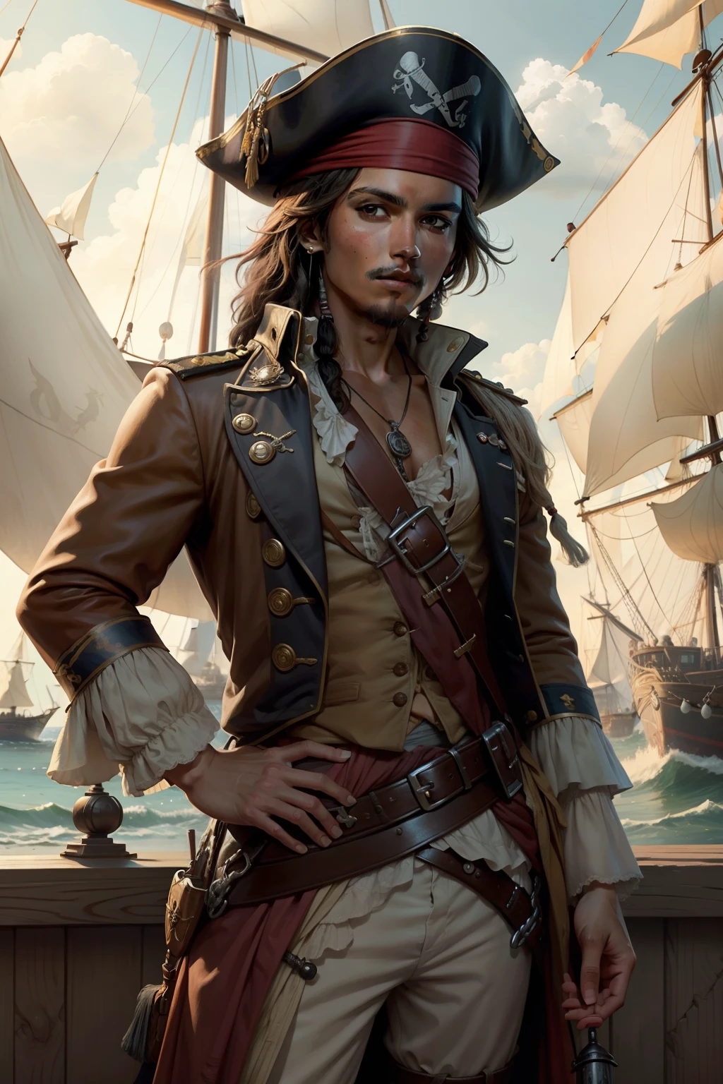 Young Jack Sparrow dressed as an eighteenth-century British Navy officer